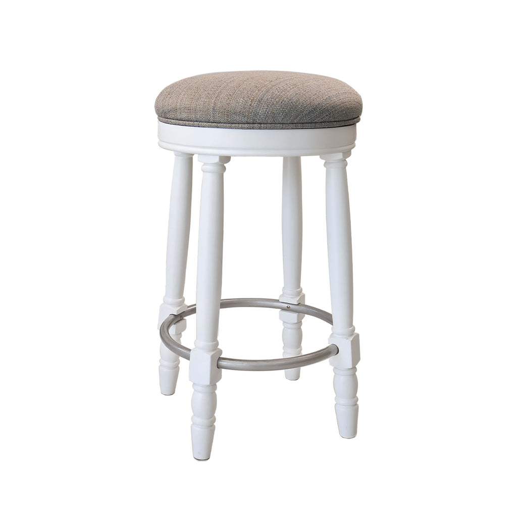 360° Swivel Wooden Barstools With Upholstered Seat, Counter Height (Set of 2)