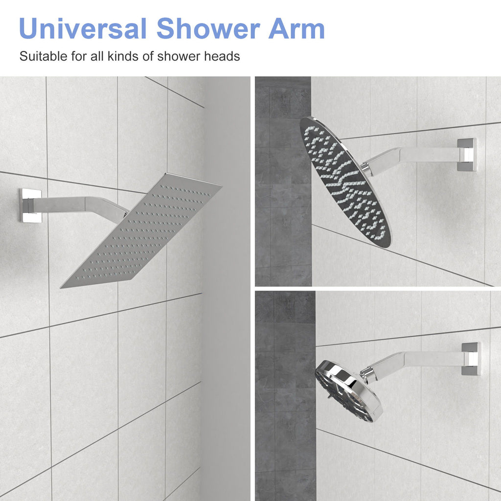 Elegant 6" Shower Arm With Flange, Stainless Steel Construction For Rain Shower Heads - Chrome
