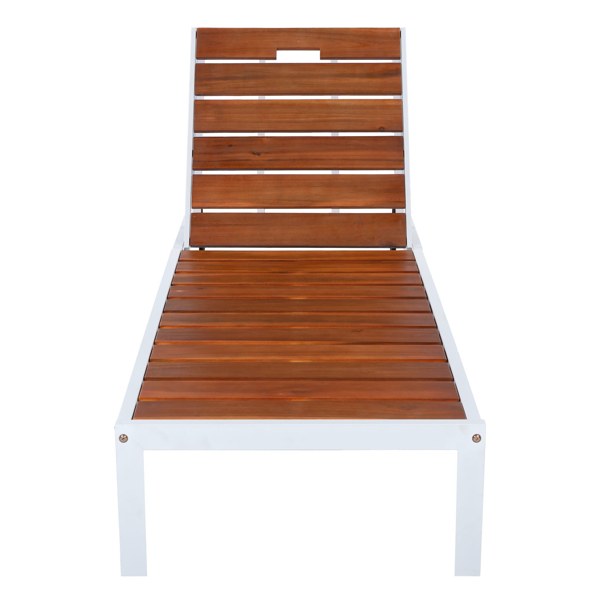 Outdoor Chaise Pool Lounge Chairs With Adjustable Backrest - Brown / White