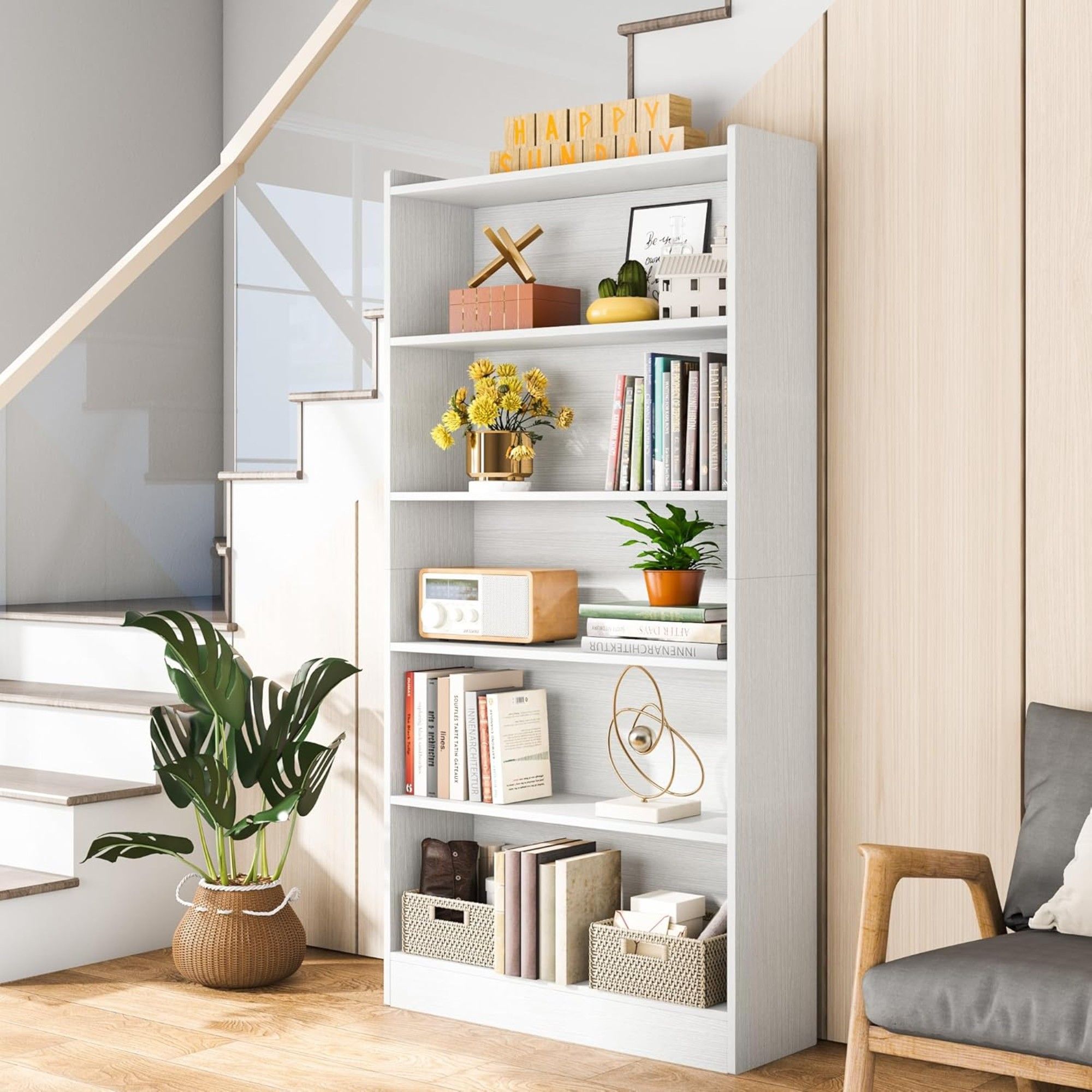 Library Bookshelf With Storage For Living Room