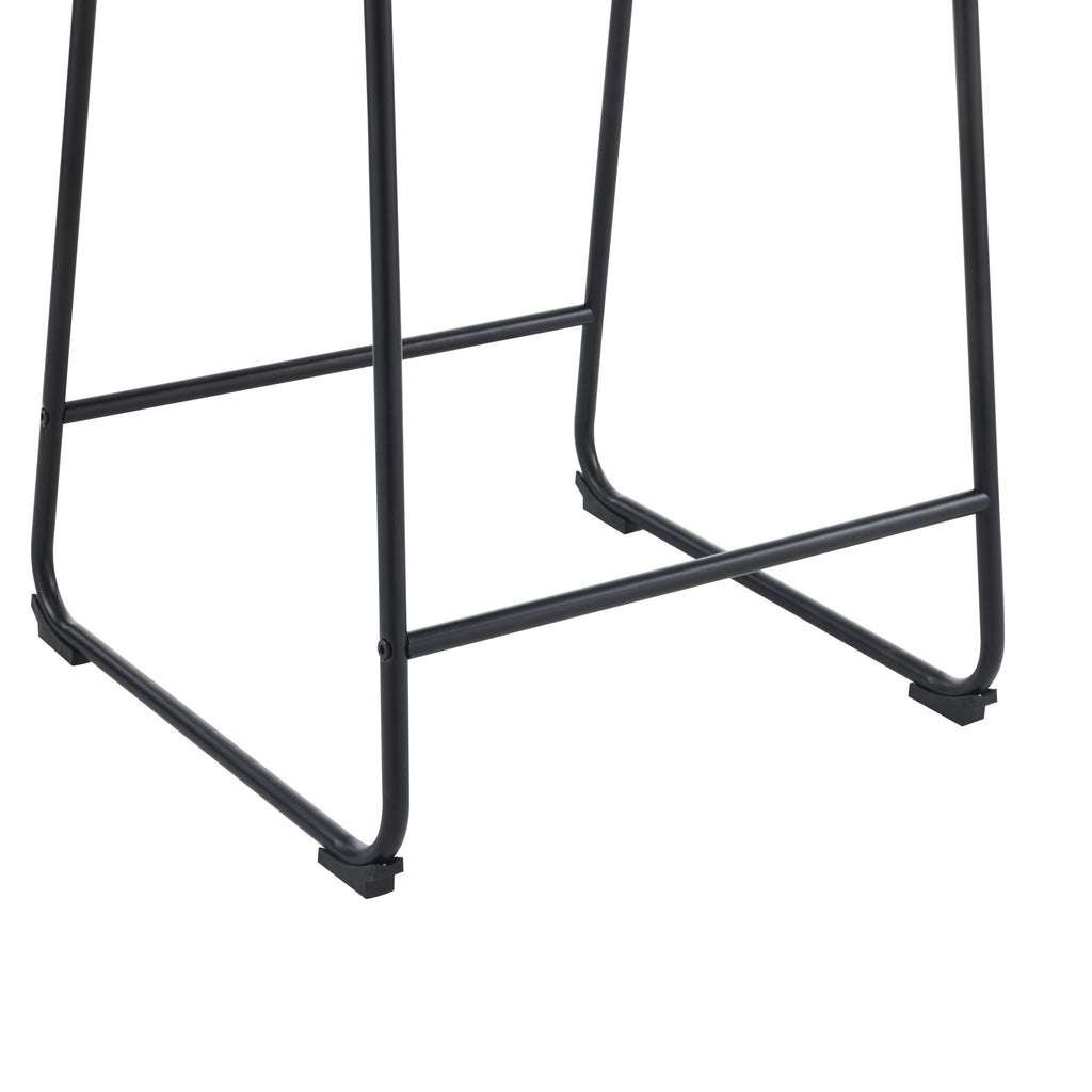 Vintage Style Armless Industrial Counter Stool With Metal Legs And Footrest For Kitchen Island, Cafe, Pub, Bar Counter (Set of 2) - Cream / Black
