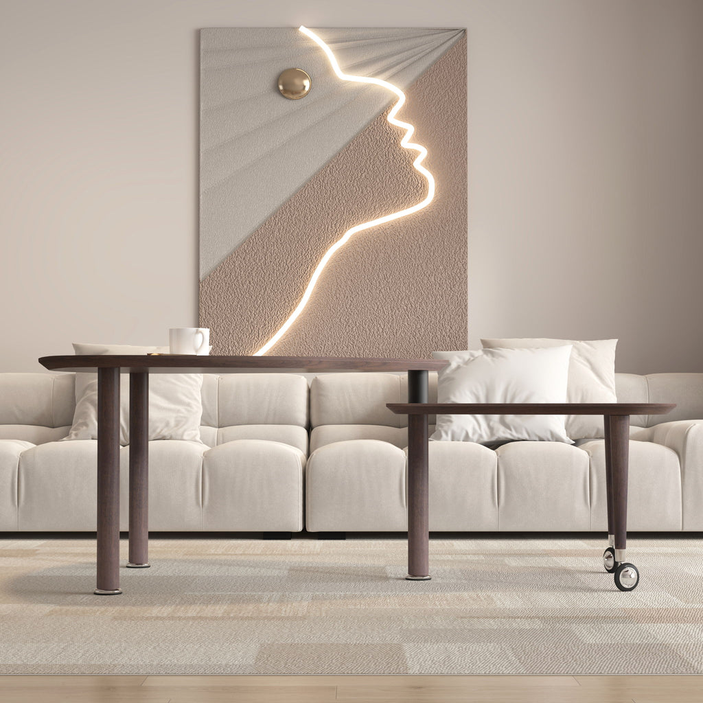 360 Degree Rotatable Coffee Table With Solid Legs