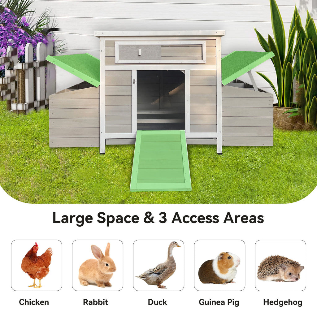 Large Chicken Coop Outdoor Hen House With Dual Nesting Boxes