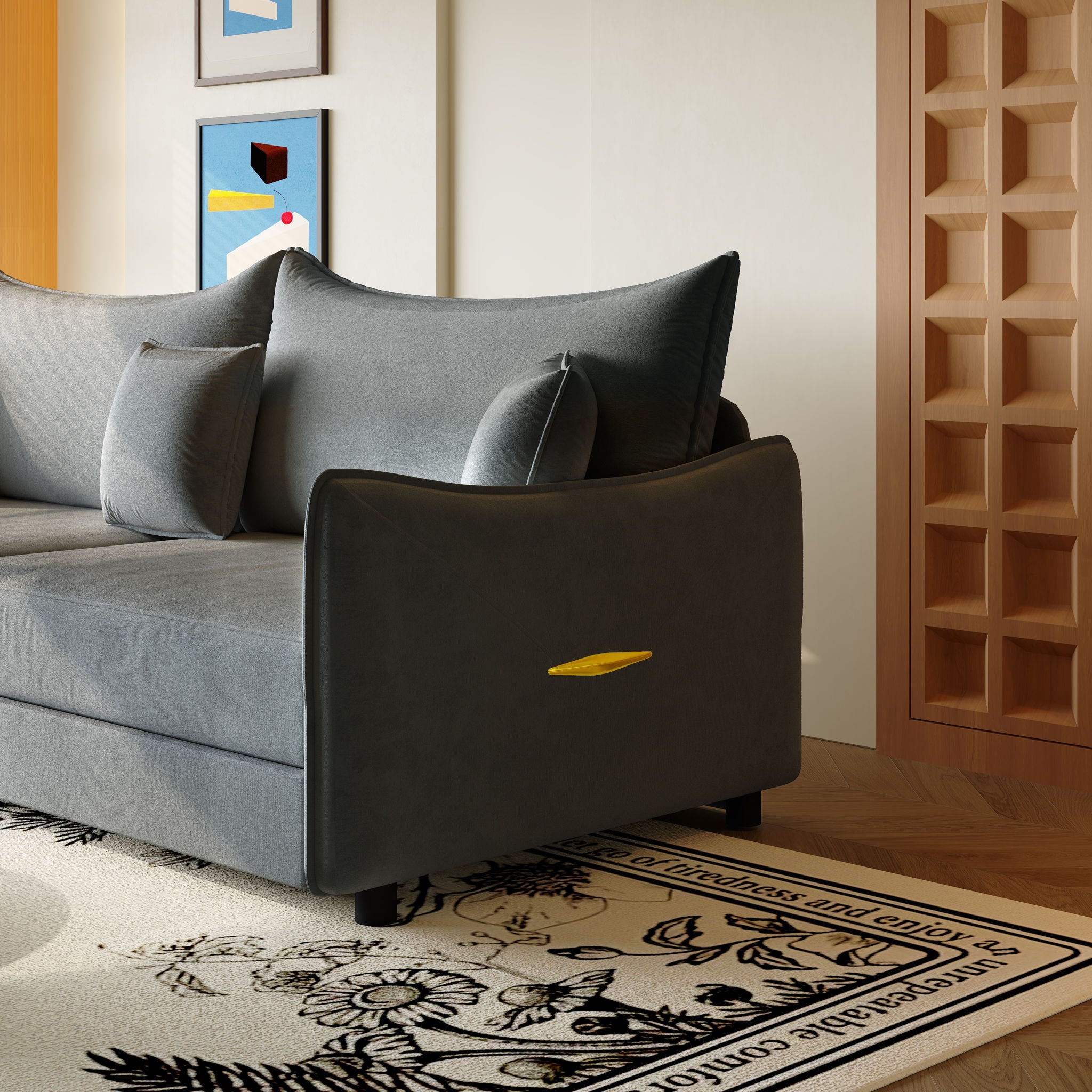 King Pull Out Sofa Bed, 3-In-1 Convertible Bed With 3 Pillows