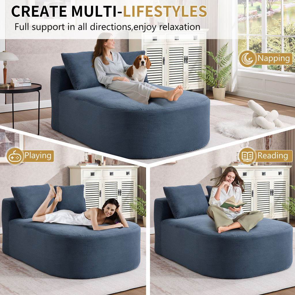Oversized Chaise Lounge Sofa Bed With Deep Seat And Soft Pillows