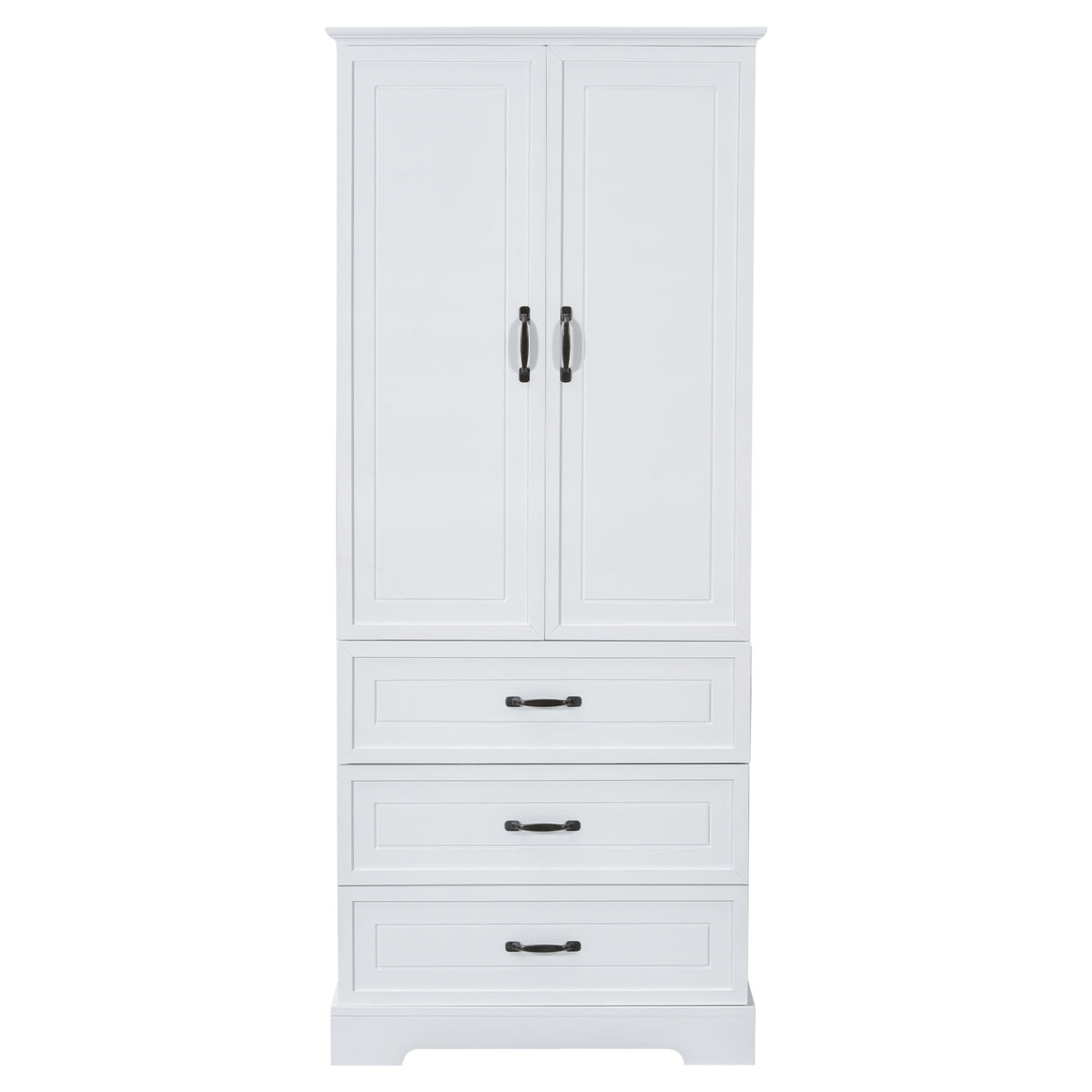 Tall Bathroom Storage Cabinet With 2 Doors And Drawers, Adjustable Shelf - White