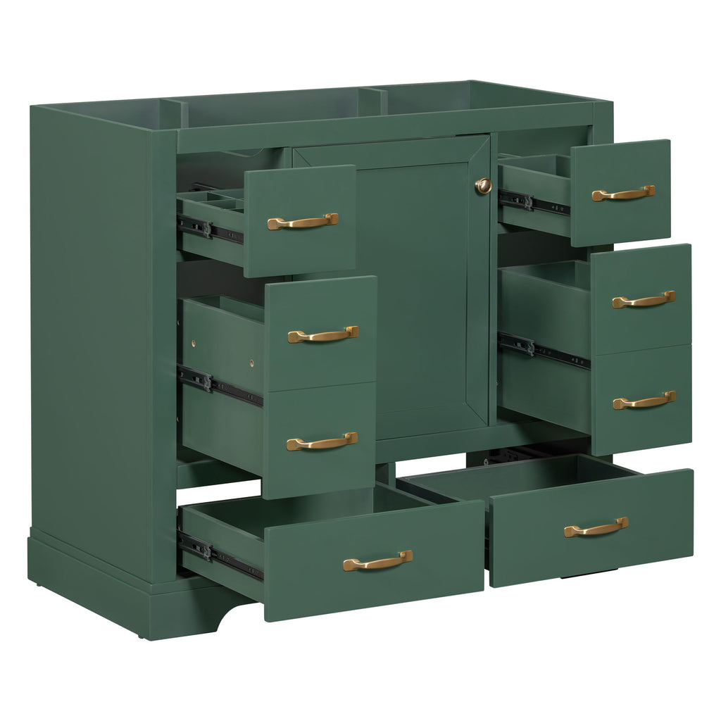 Modern Bathroom Vanity Base Only, 6 Drawer Storage With Adjustable Shelf