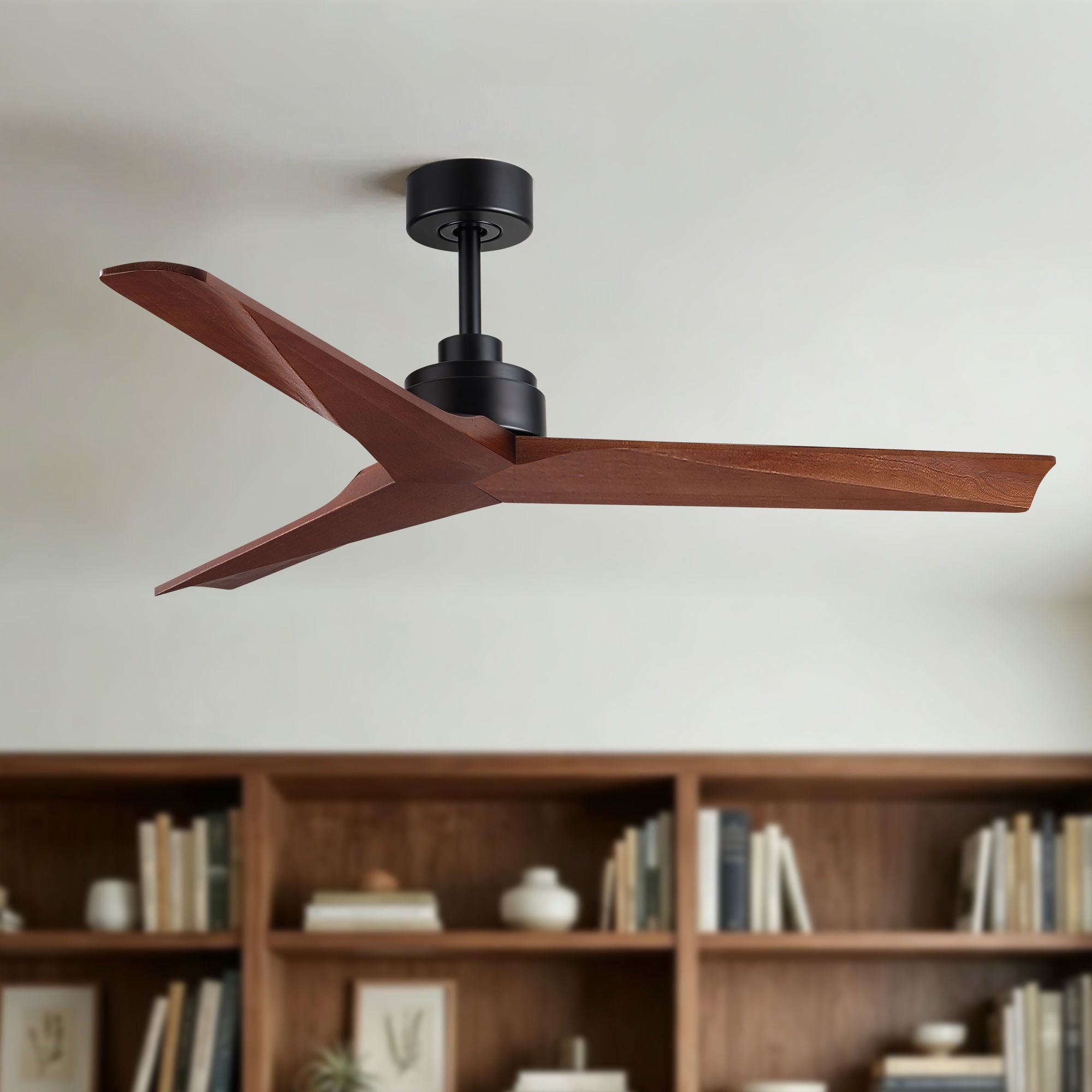 Ceiling Fan Without Light, DC Motor, No Light, Quiet Reversible Ceiling Fan For Living Room - Black