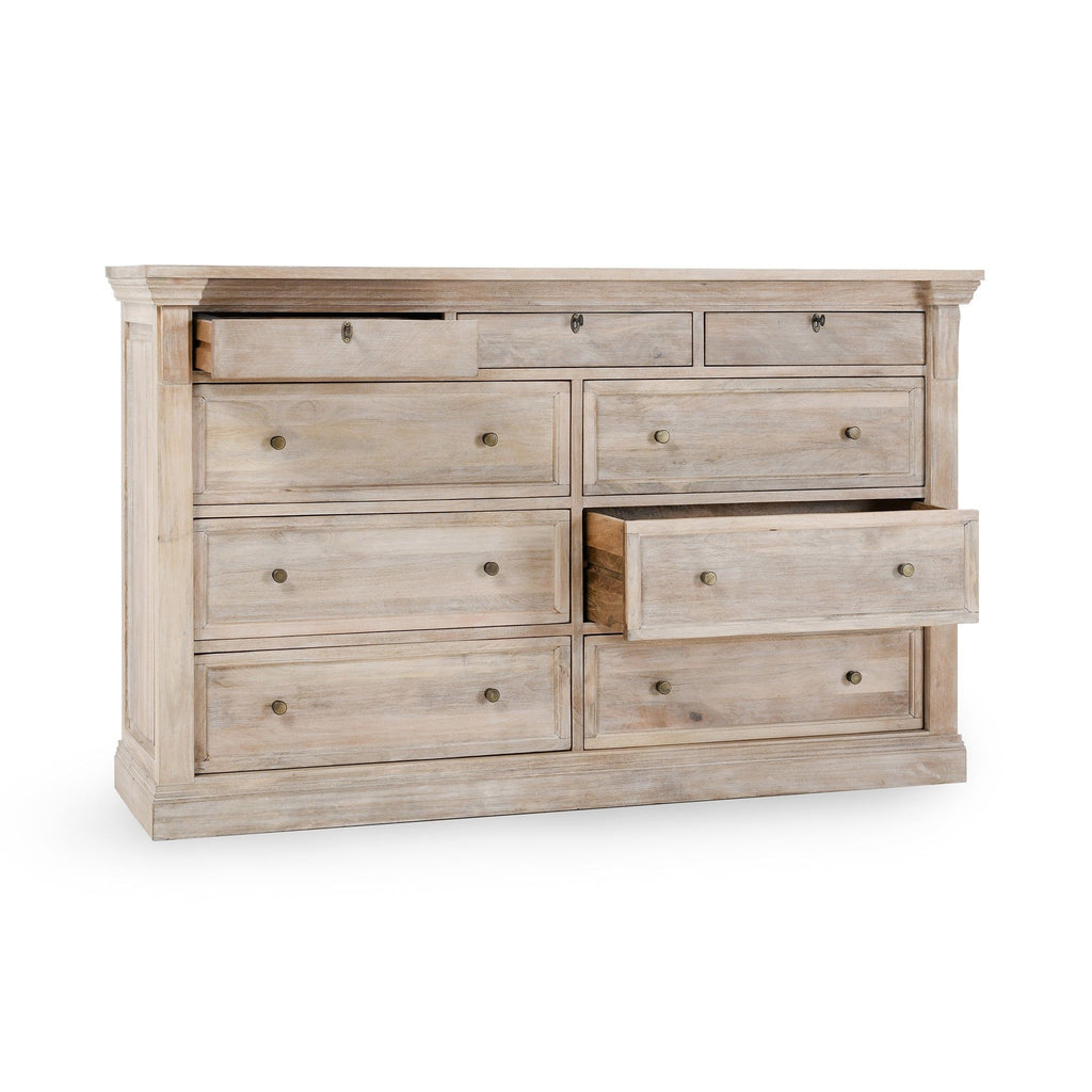 Adelaide - 9 Drawer Dresser - Natural Cream Wash