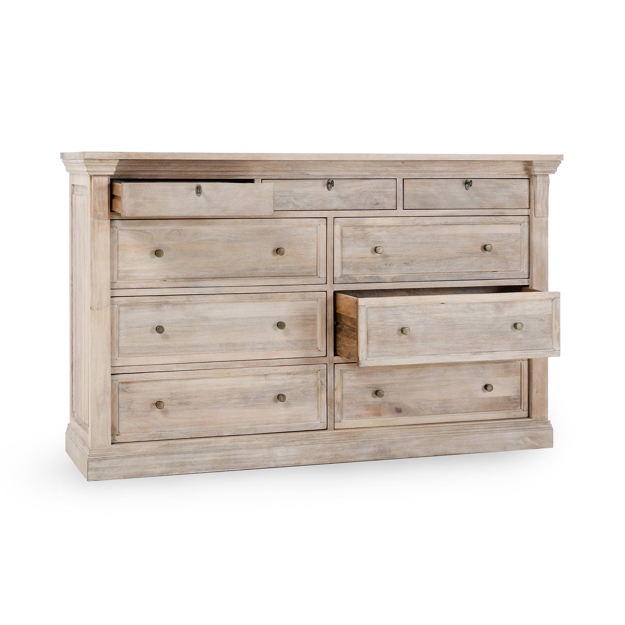Adelaide - 9 Drawer Dresser - Natural Cream Wash