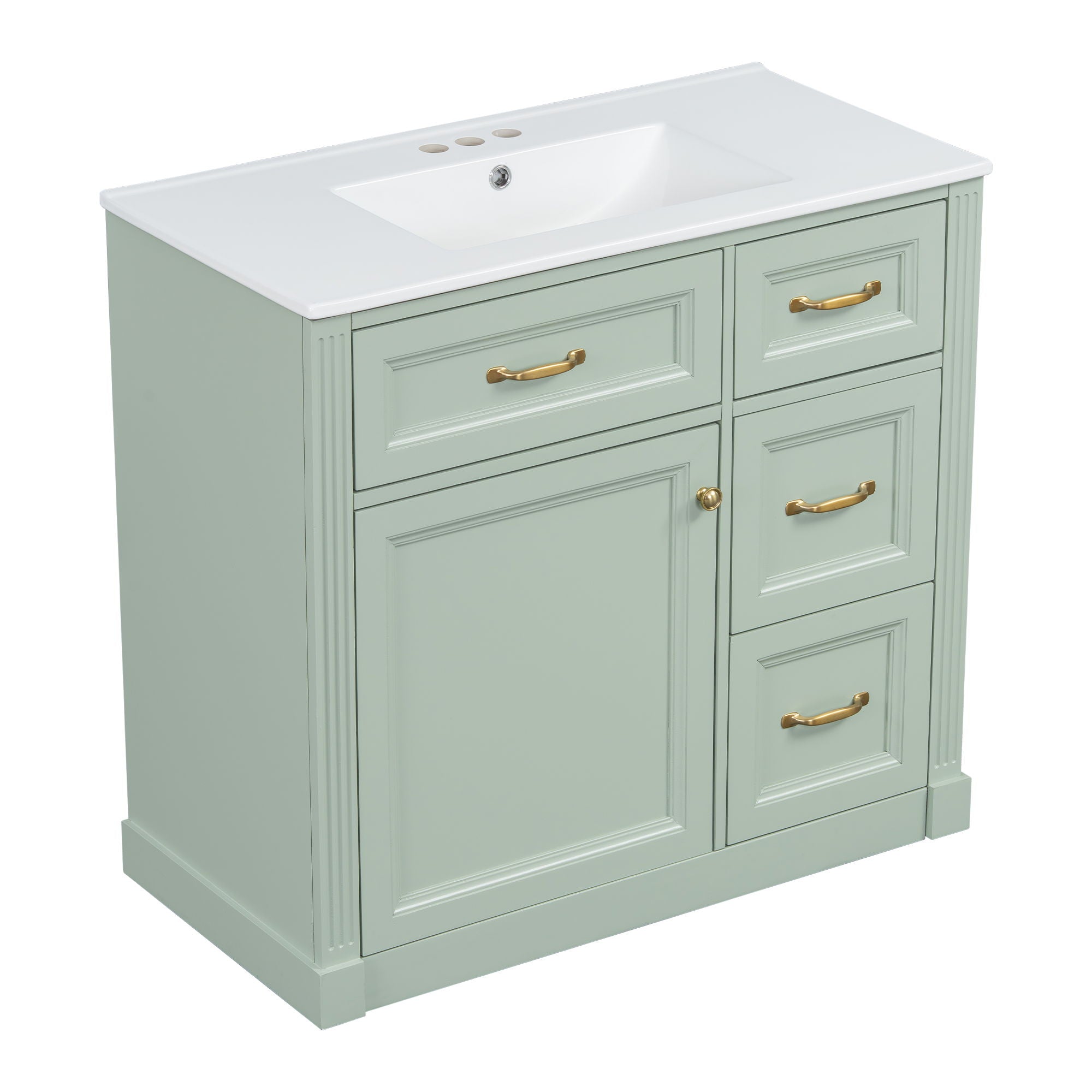 Modern Bathroom Vanity With Sink, 4 Drawers, Soft-Close Door, Adjustable Shelf