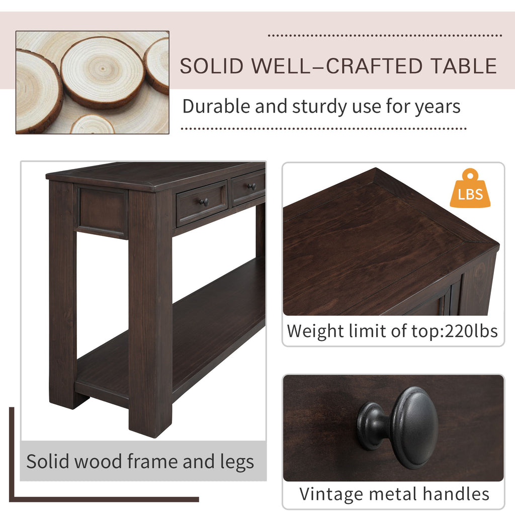 Hearth & Haven Clara - Console Table With Storage Drawers And Bottom Shelf