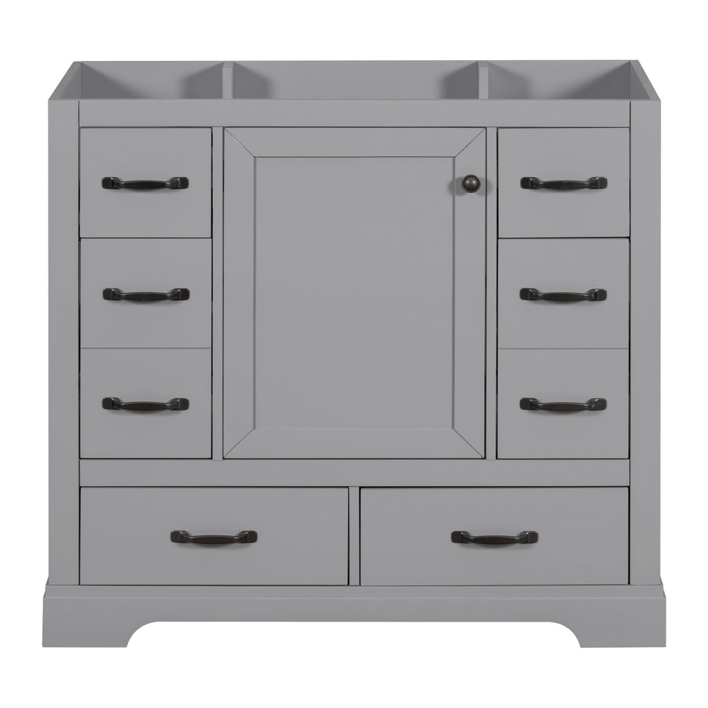 Modern Bathroom Vanity Base Only, 6 Drawer Storage With Adjustable Shelf