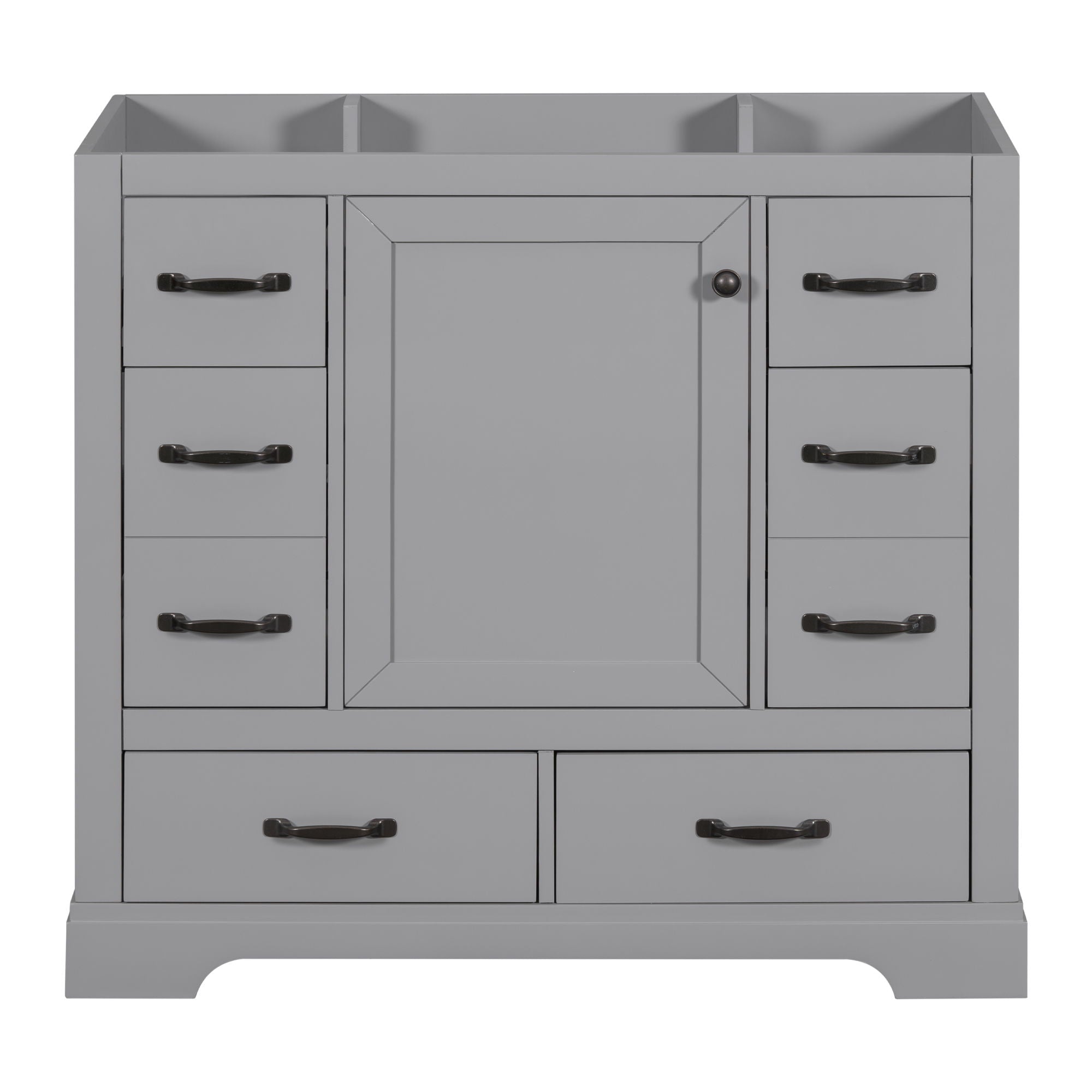 Modern Bathroom Vanity Base Only, 6 Drawer Storage With Adjustable Shelf