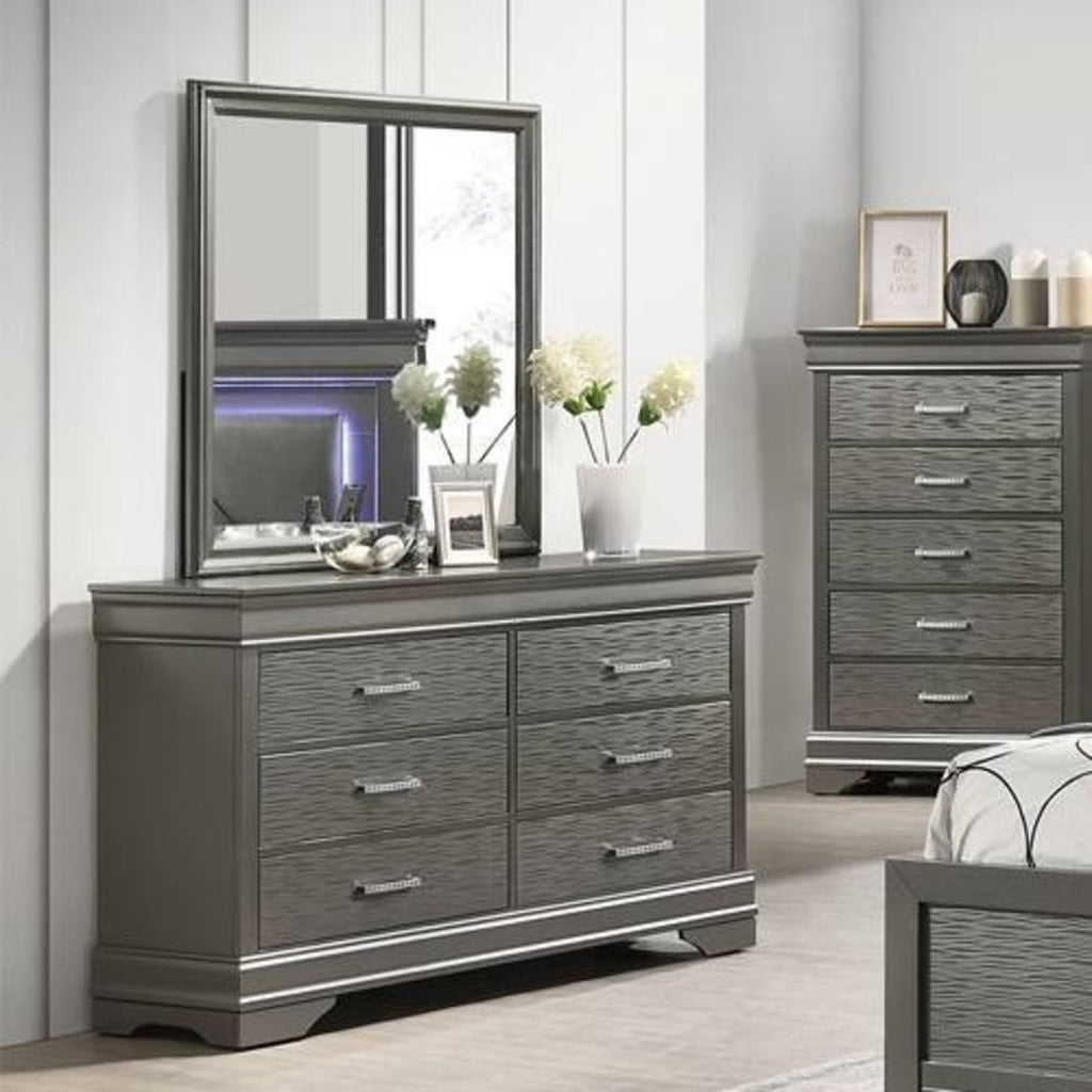 1 Piece Dresser 6 Drawers Bedroom Furniture - Gray