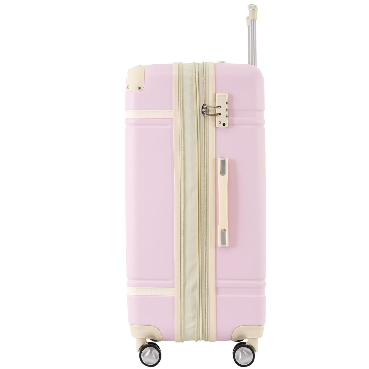 Hardshell Luggage Set With Double Spinner Wheels, Tsa Lock, Lightweight Suitcase, 24" With Bags - Light Pink