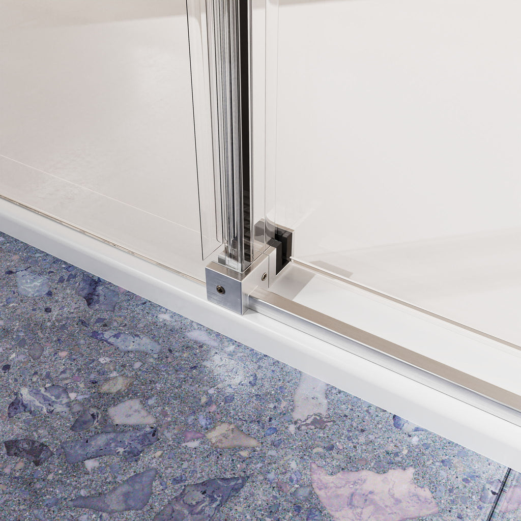 Frameless Single Sliding Shower Door, Sgcc Tempered Glass, Reversible