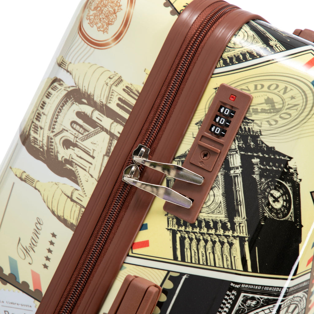 3 Piece Spinner Luggage Set 20" / 24" / 28" With Combination Lock And Silent Wheels - Black / Vintage