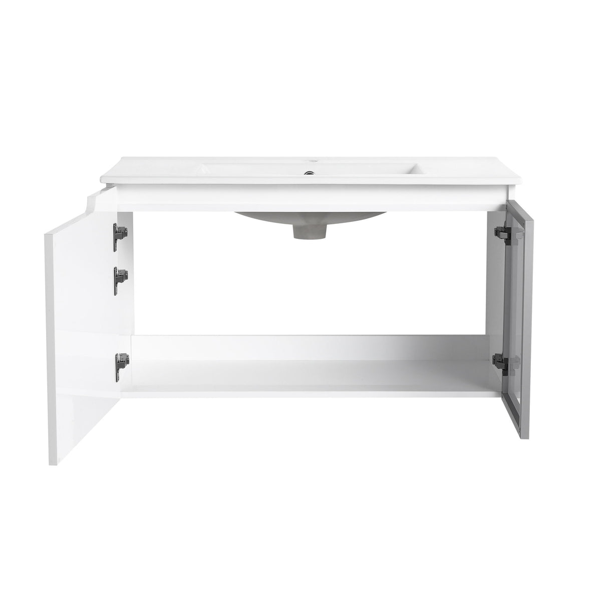 Wall Mounted Bathroom Vanity With Sink, Cabinet & Half Door