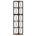 Tall 6 Tier Corner Bookshelf Storage Rack For Living Room - Rustic Brown