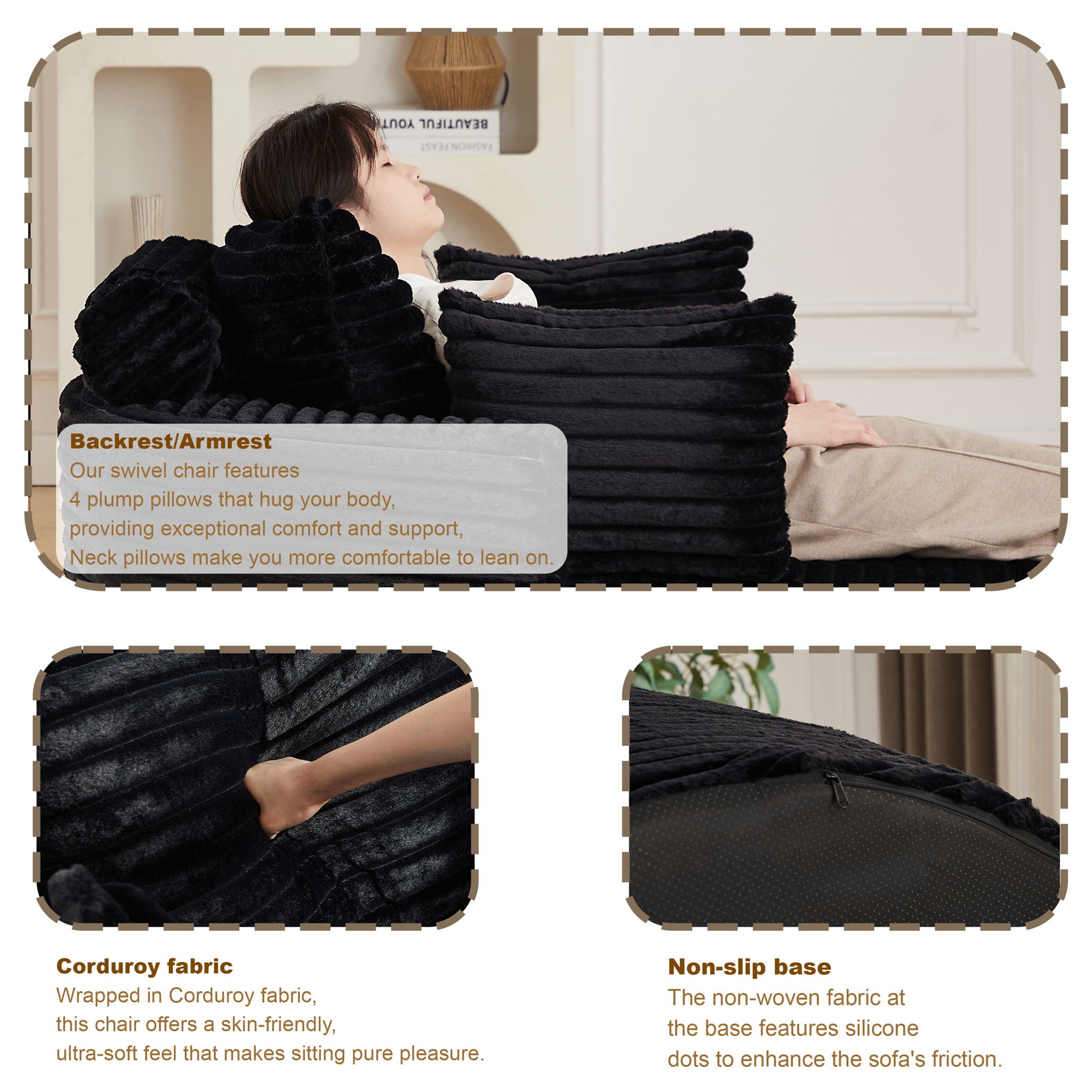 Modern Single Sofa With Backrest Pillow For Living Room