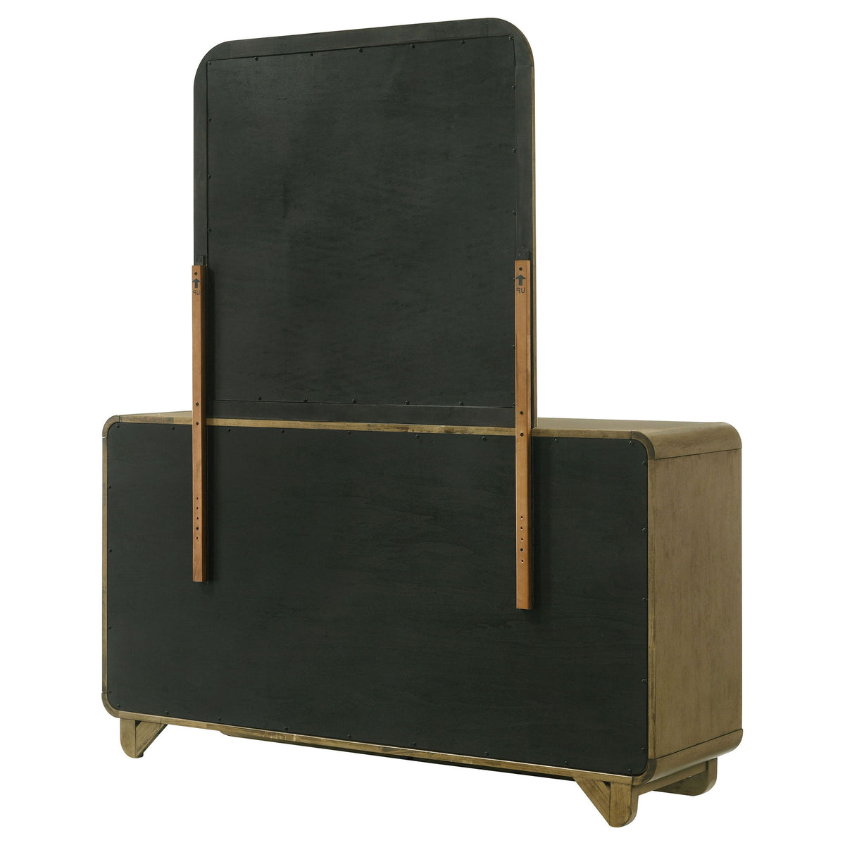 Bernardo - 6 Drawer Dresser And Mirror With Rounded Corners - Nutmeg Brown
