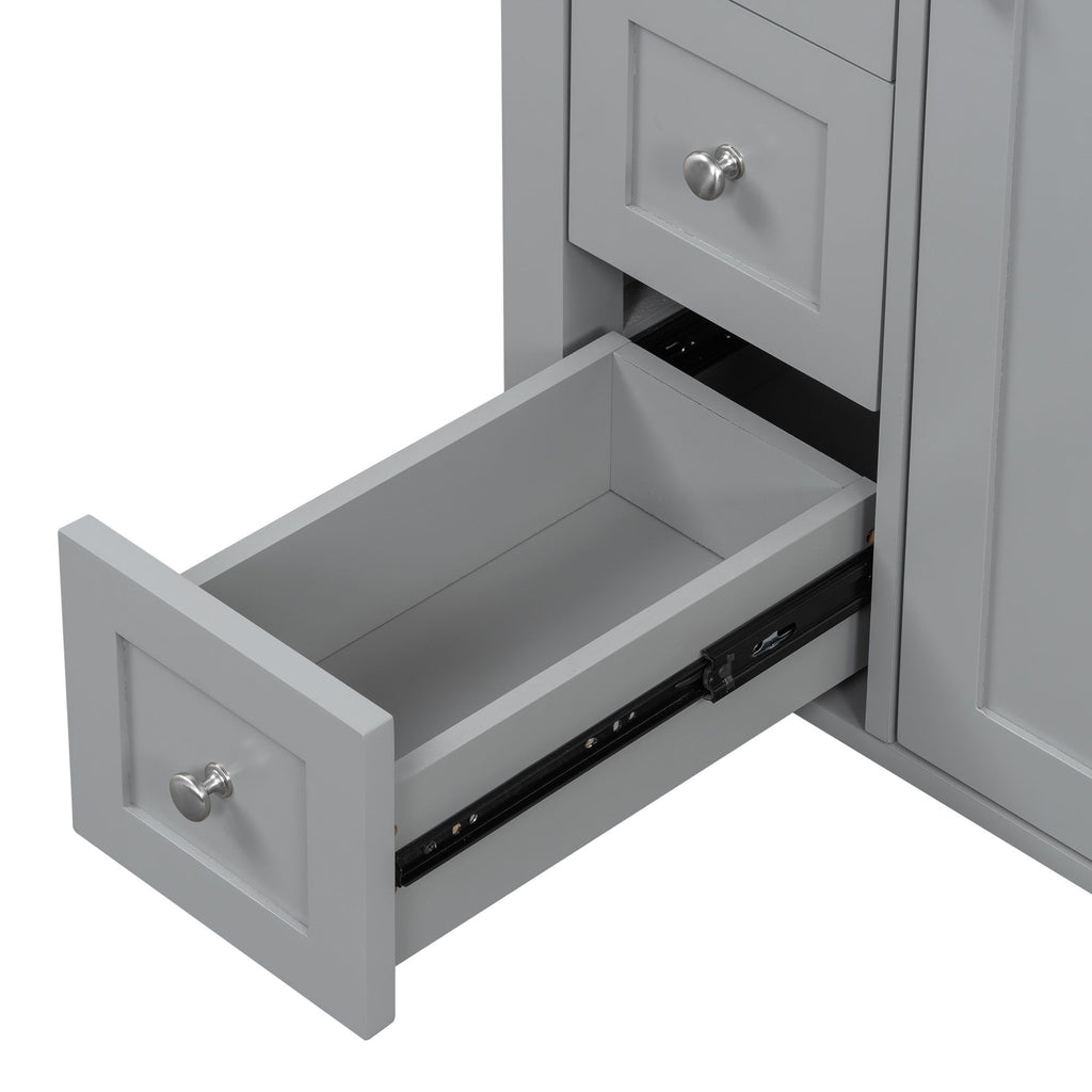 Bathroom Vanity With Sink, 3 Drawers & Cabinet With Adjustable Shelves