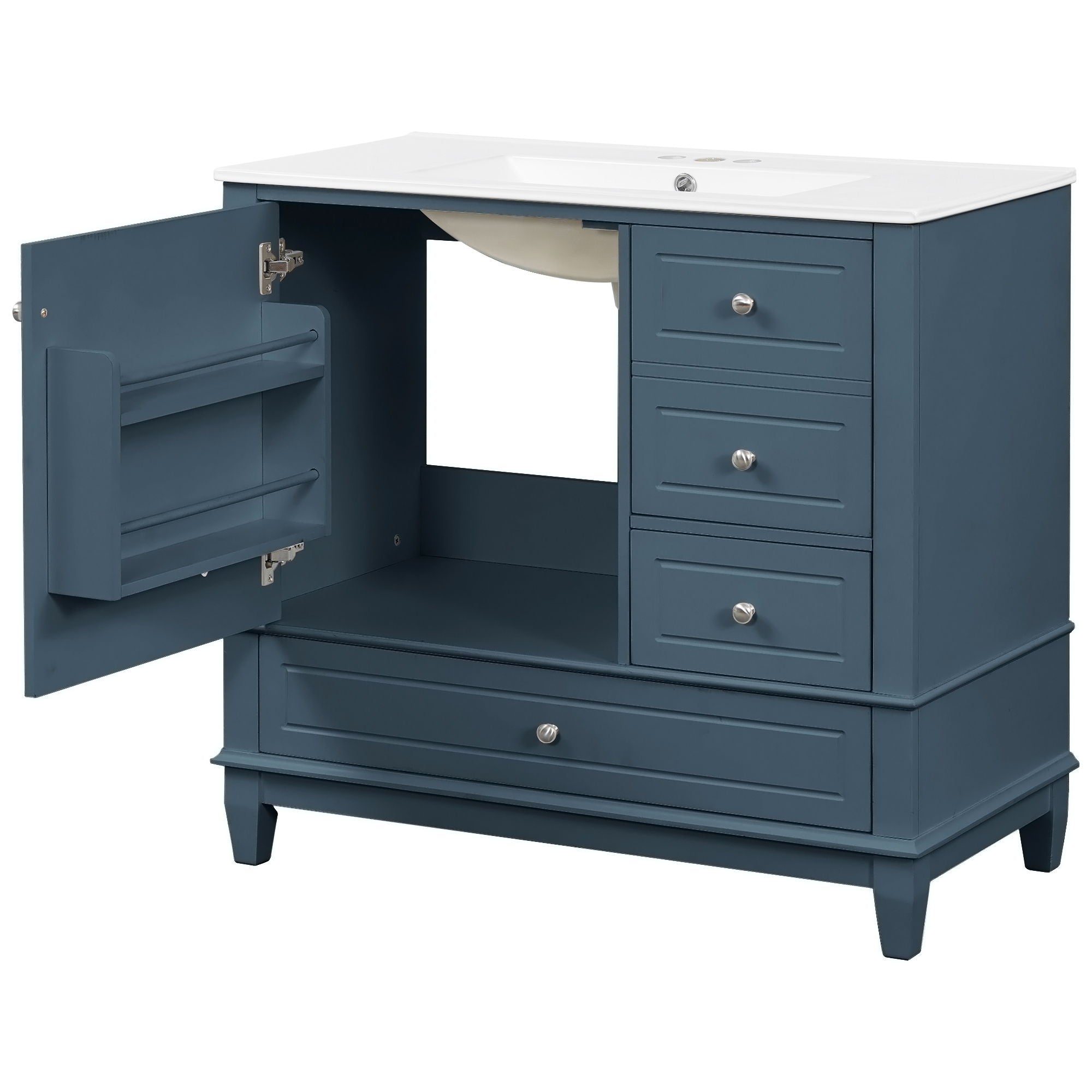 Modern Bathroom Vanity With Sink, 3 Drawers & Cabinet