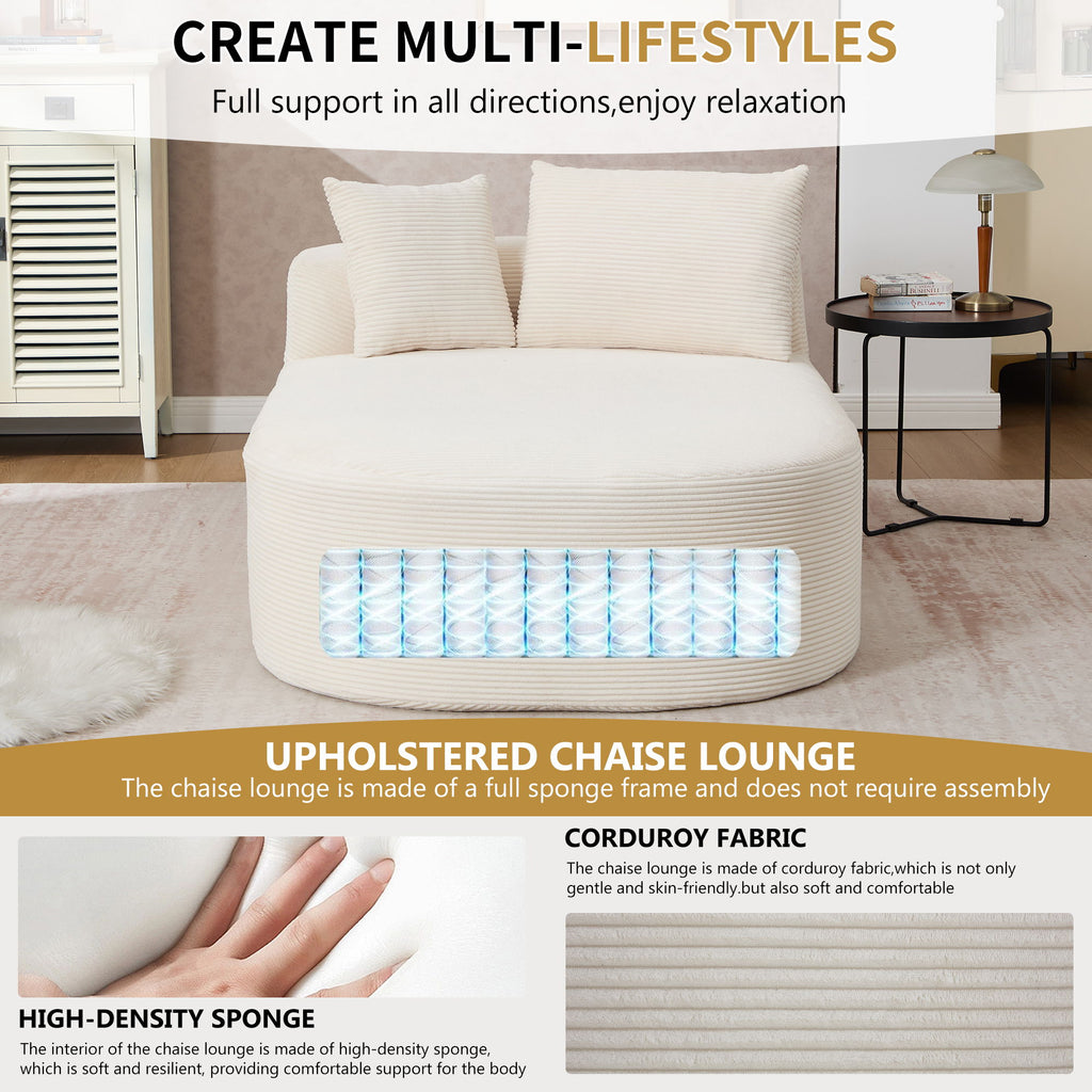 Oversized Chaise Lounge Sofa Bed With Deep Seat And Soft Pillows
