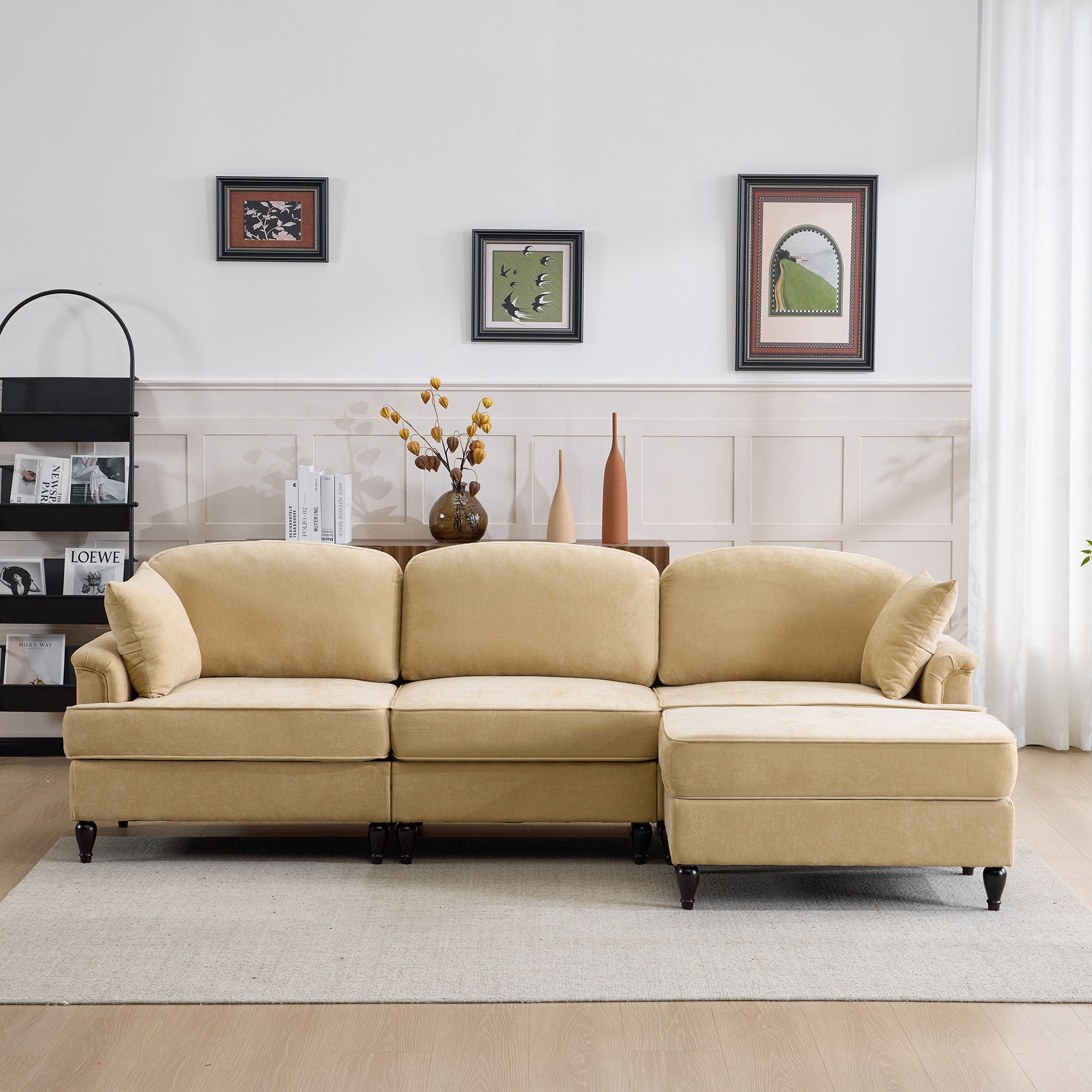 Cloud Sofa With Removable Ruffled Skirt With Ottoman And Flared Arms