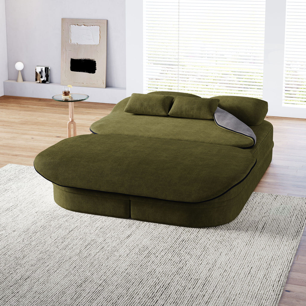 2 In 1 Foldable Sofa Bed With Multi Functional Blanket, Floor Lounge Sofa
