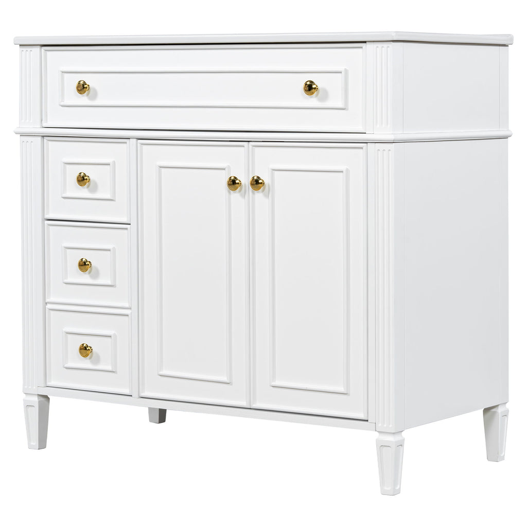 Bathroom Vanity With Sink, 3 Drawers & 2 Doors