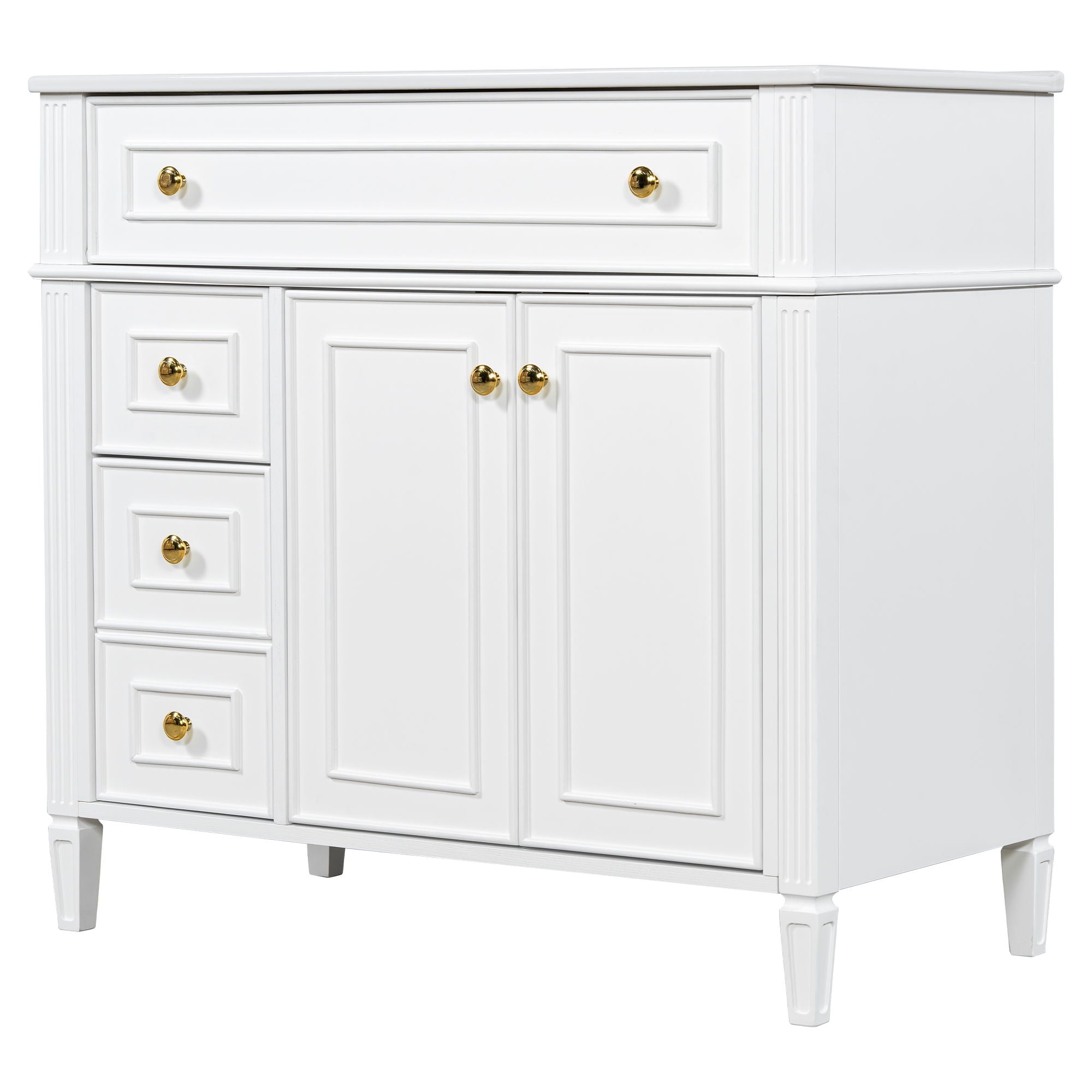Bathroom Vanity With Sink, 3 Drawers & 2 Doors