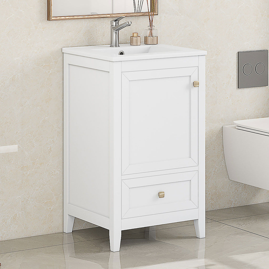 Bathroom Vanity With Sink, Soft Closing Cabinet Door, Storage Rack And Drawer