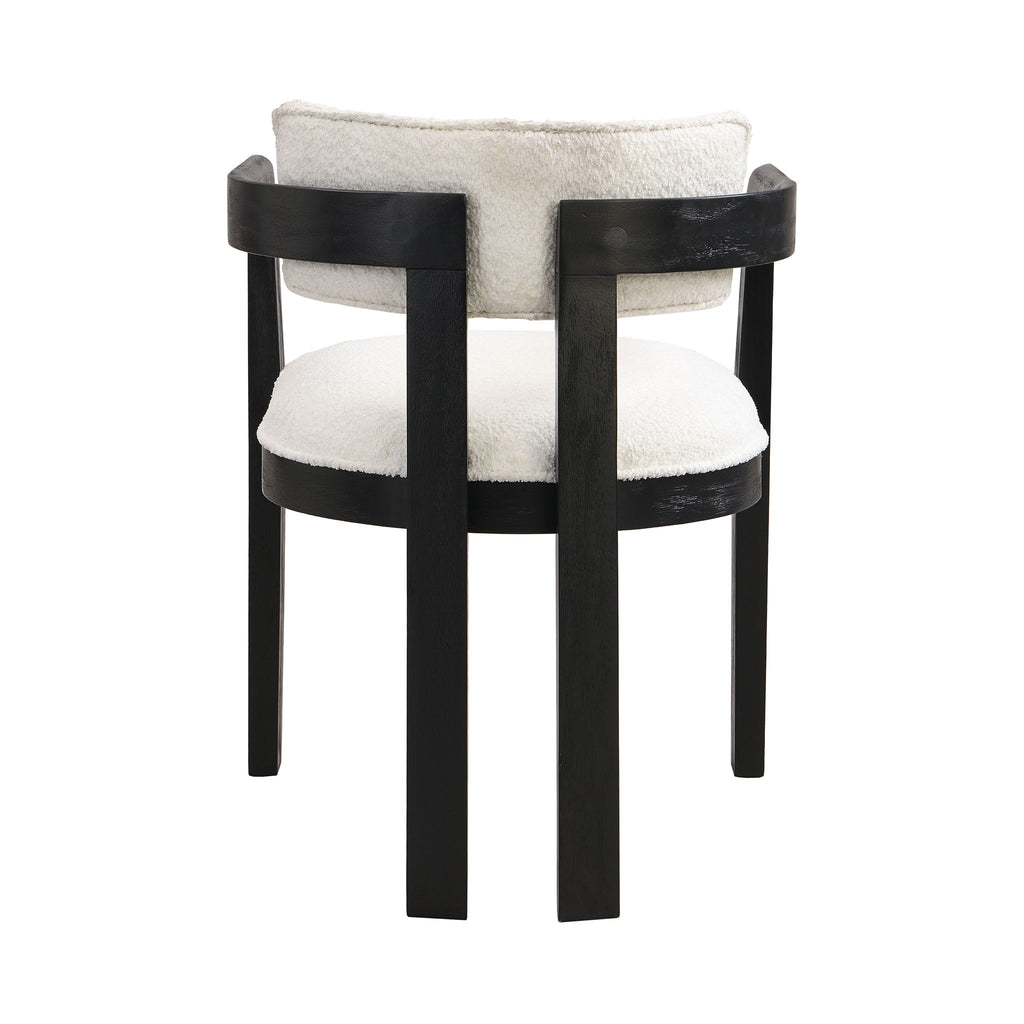 Modern Boucle Fabric Dining Chair With Armrest