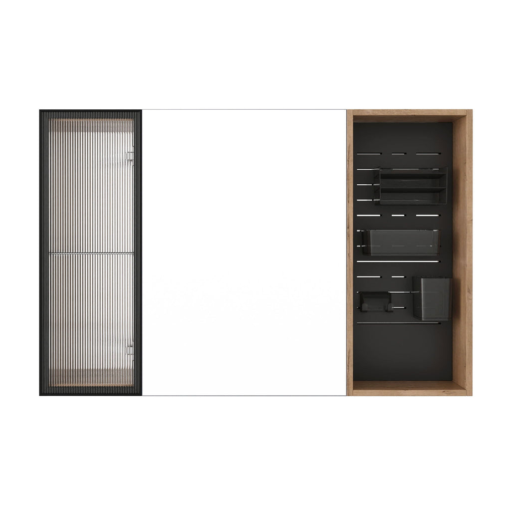 Wall Mounted Bathroom Cabinet, Adjustable Shelves Storage Cabinet - Imitative Oak