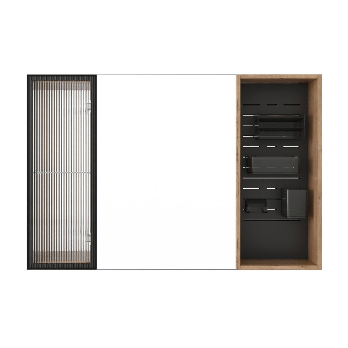 Wall Mounted Bathroom Cabinet, Adjustable Shelves Storage Cabinet - Imitative Oak
