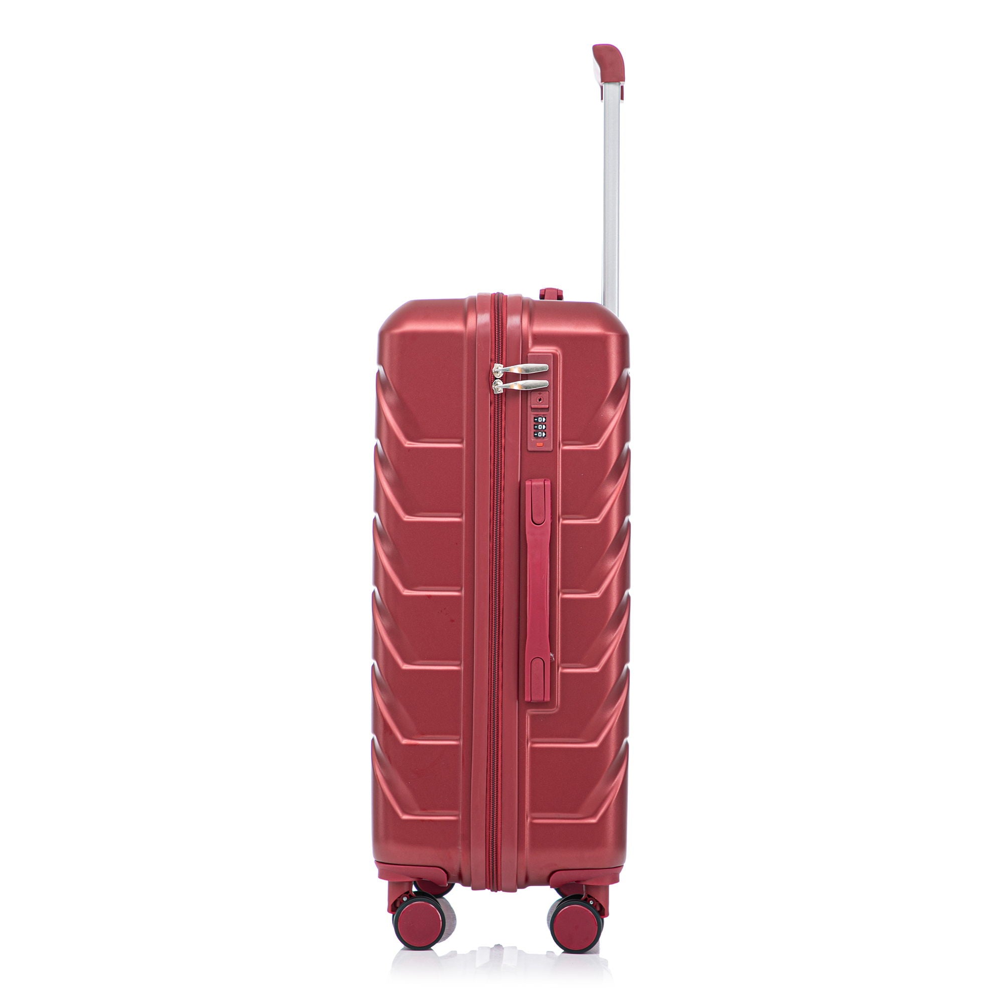 Hard Shell Luggage With Scratch Resistant Surface, 4 Wheels, Combination Lock & Side Hooks