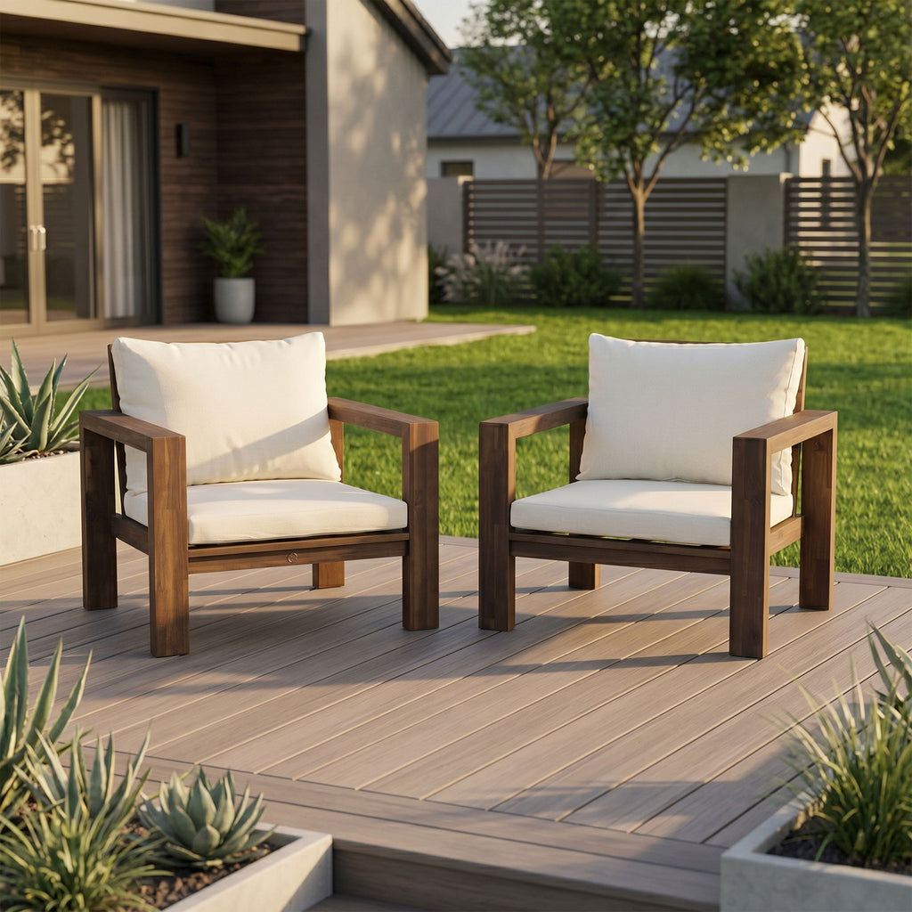 Stylish Outdoor Chair Set With Cushions For Garden (Set of 2)