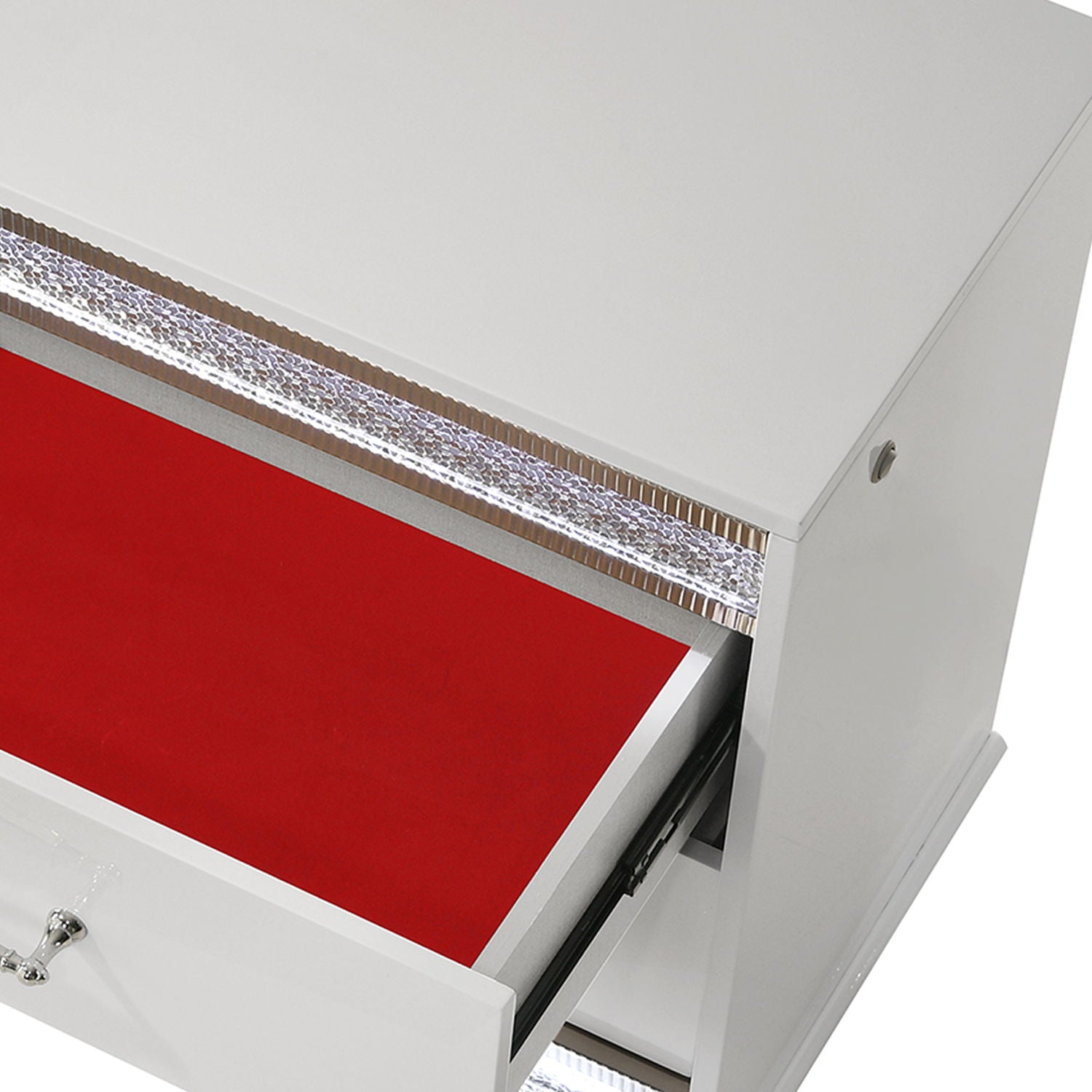 Glam - 2 Drawer Nightstand & LED Lighting - White