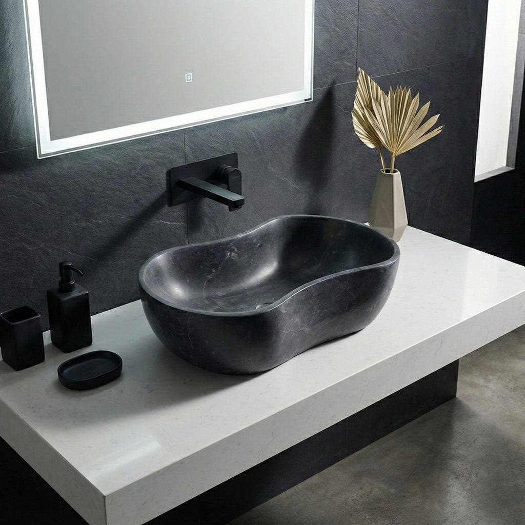 Vessel Sink, Wavy Shape Basin, Vanity Bowl - Dark Gray