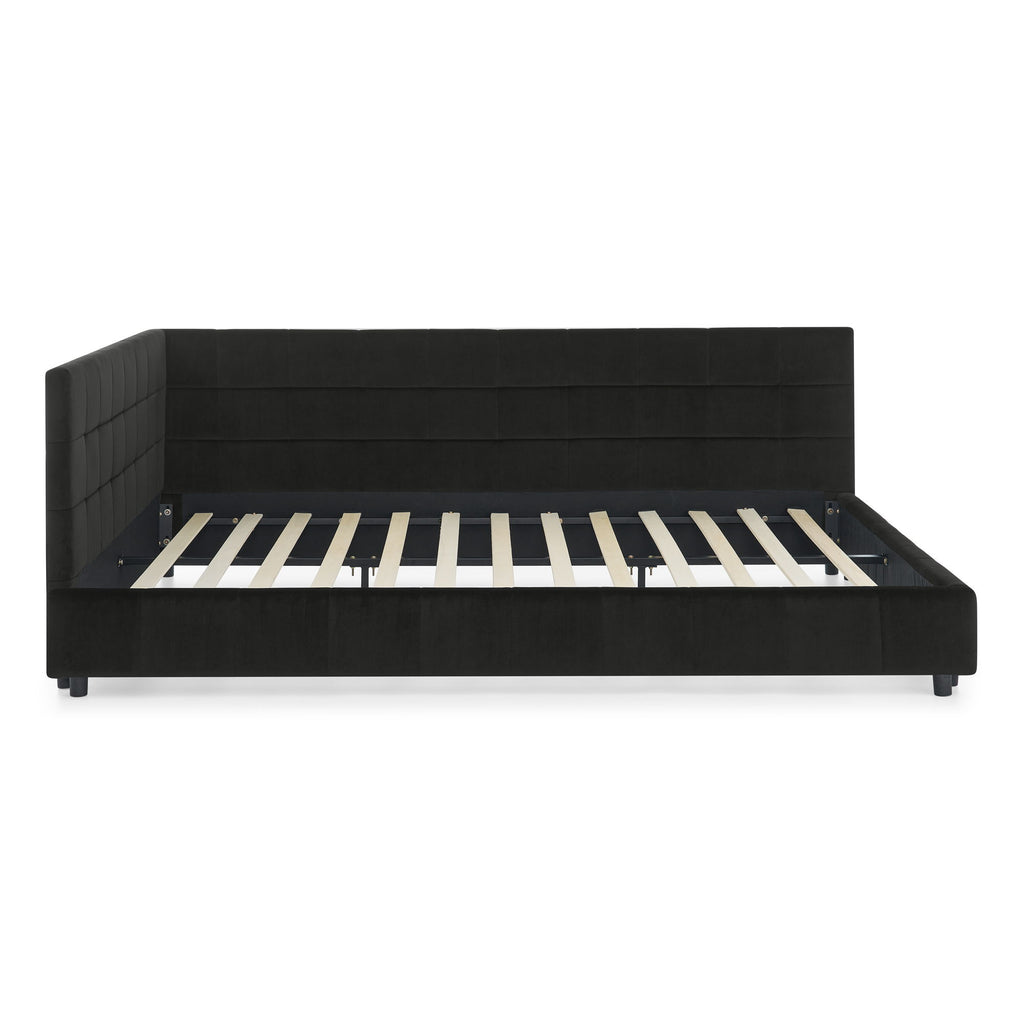 Storage Elegant Upholstered Tufted Bed Frame With Backrest And Armrests