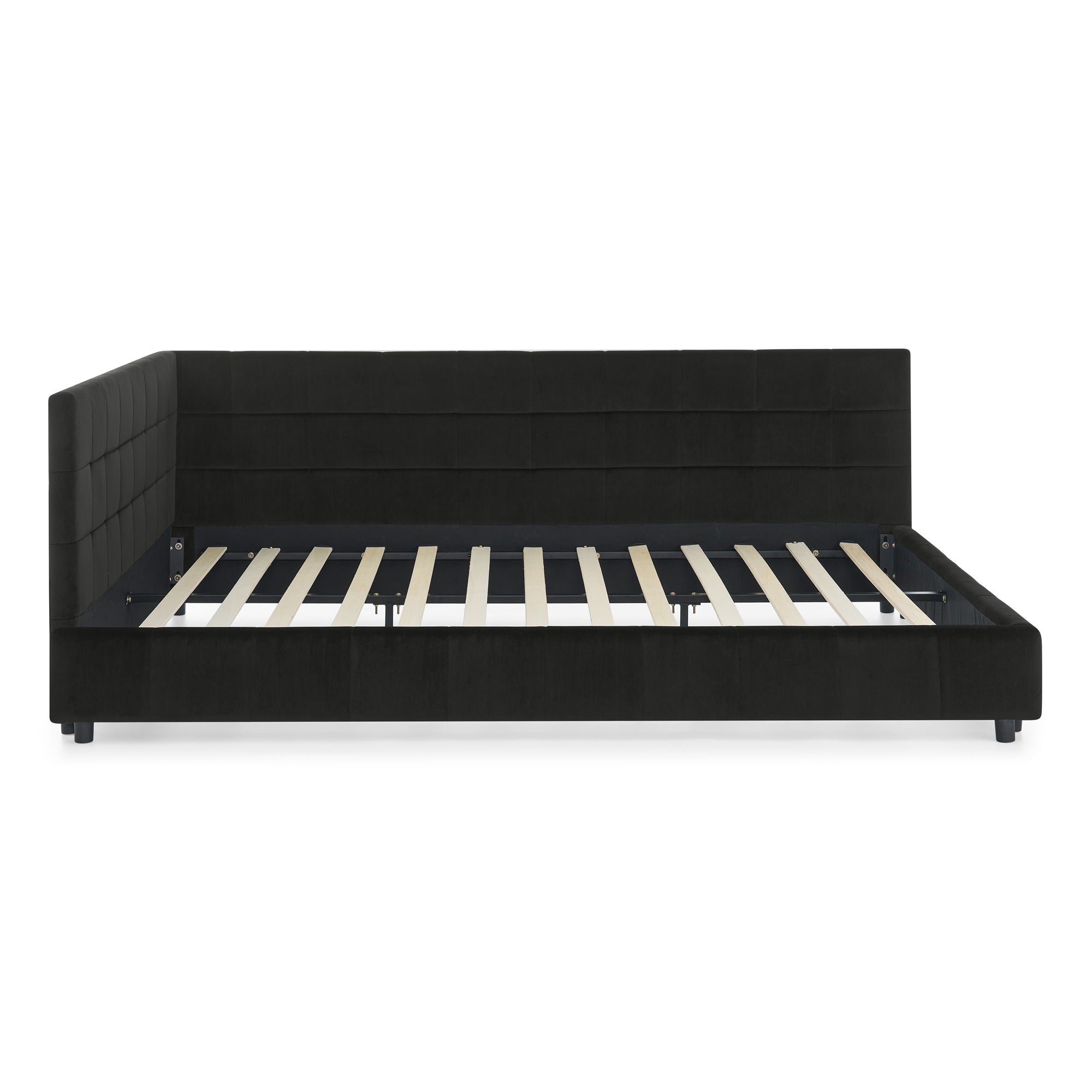 Storage Elegant Upholstered Tufted Bed Frame With Backrest And Armrests