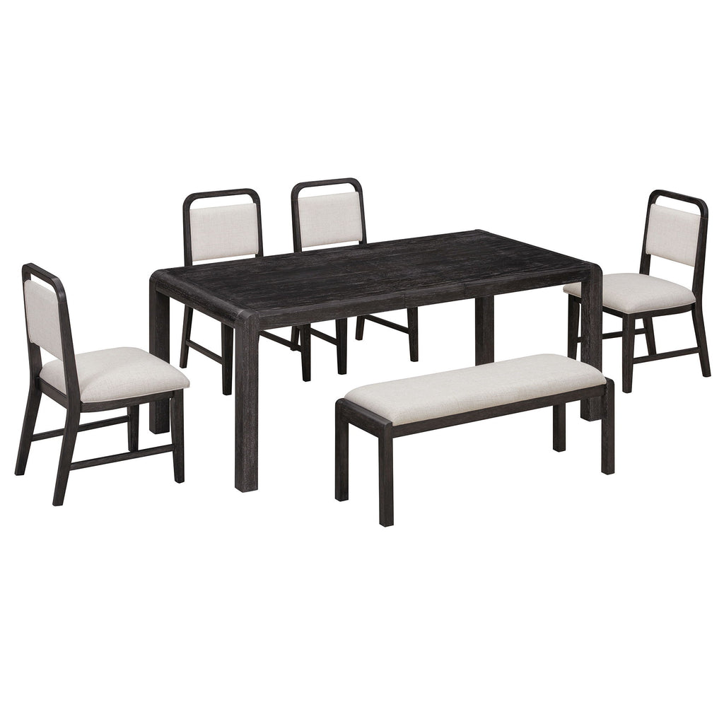 Extendable Dining Table Set With 4 Upholstered Chairs And 1 Bench