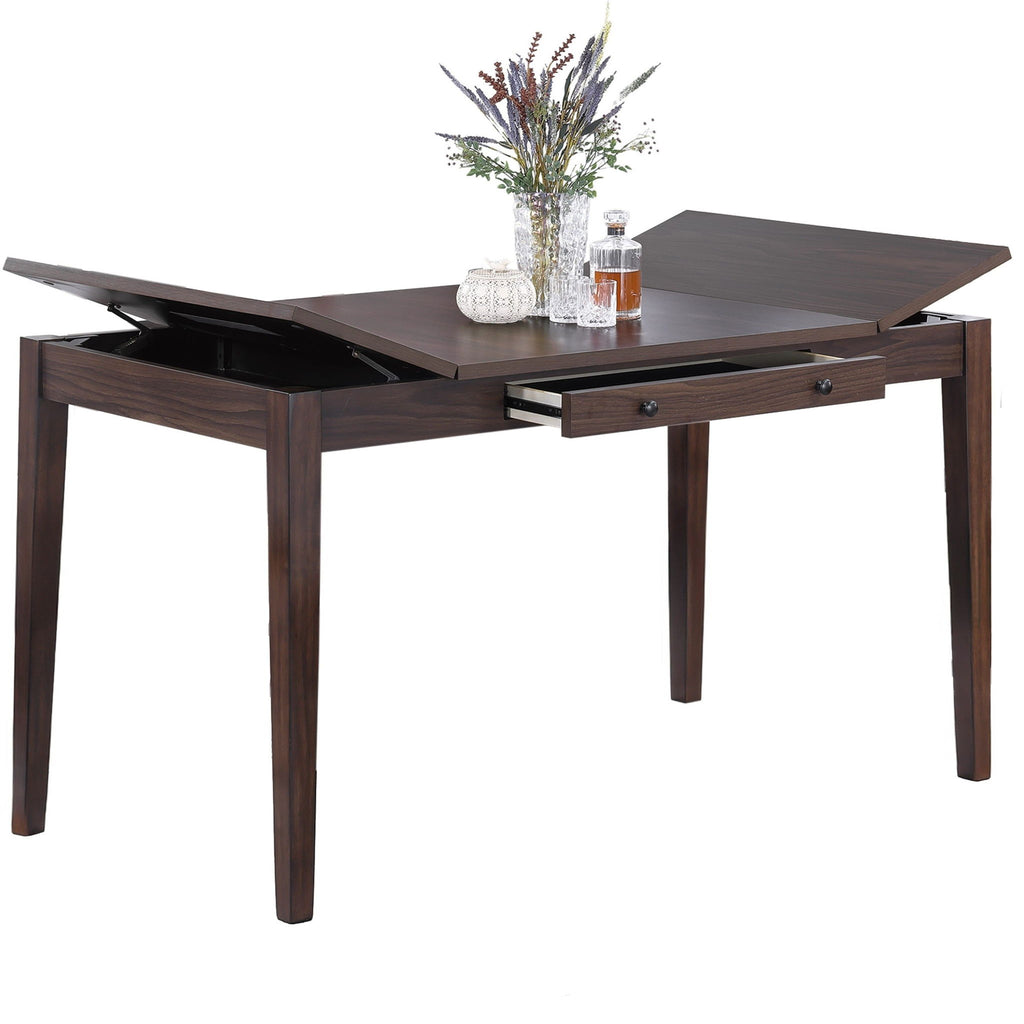 Counter Height Dining Table With Lift Top Storage And Front Drawer - Walnut