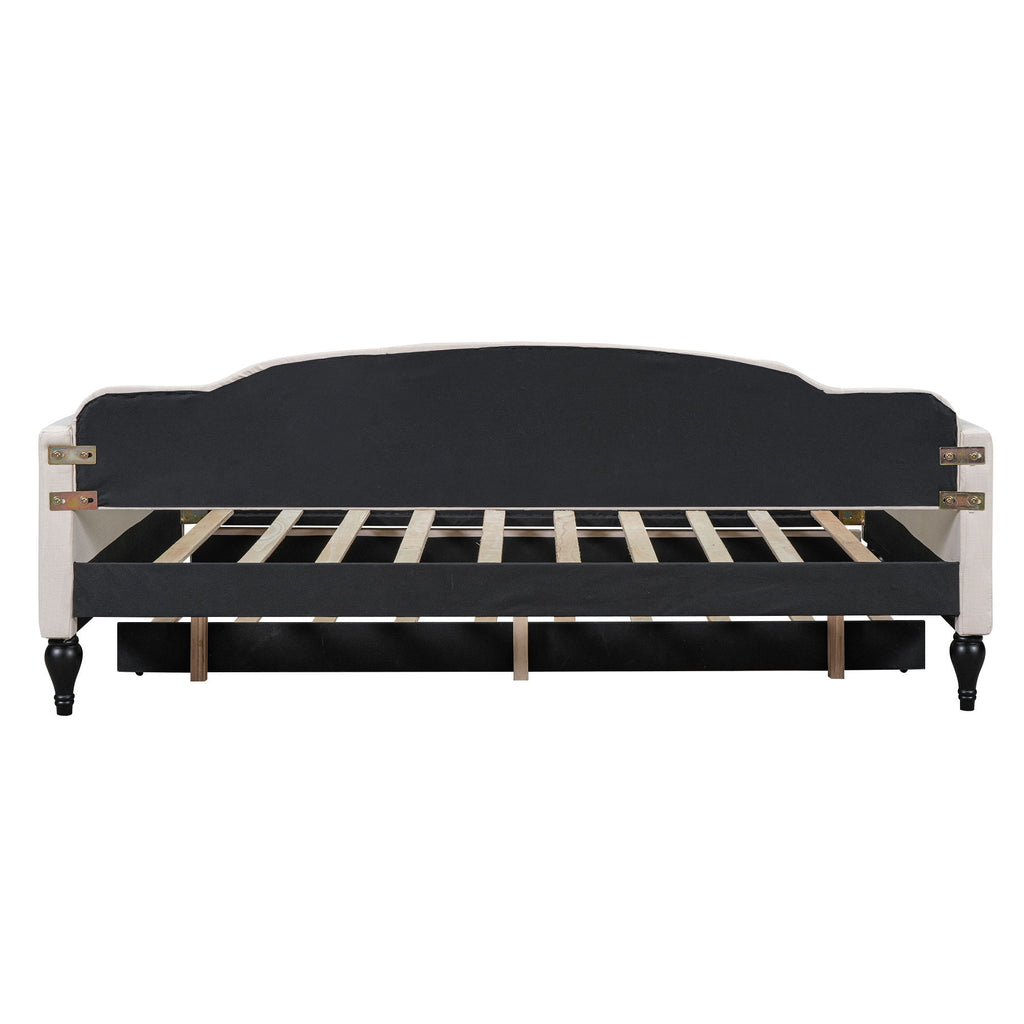 Upholstered Tufted Full Size Daybed With Twin Trundle - Beige