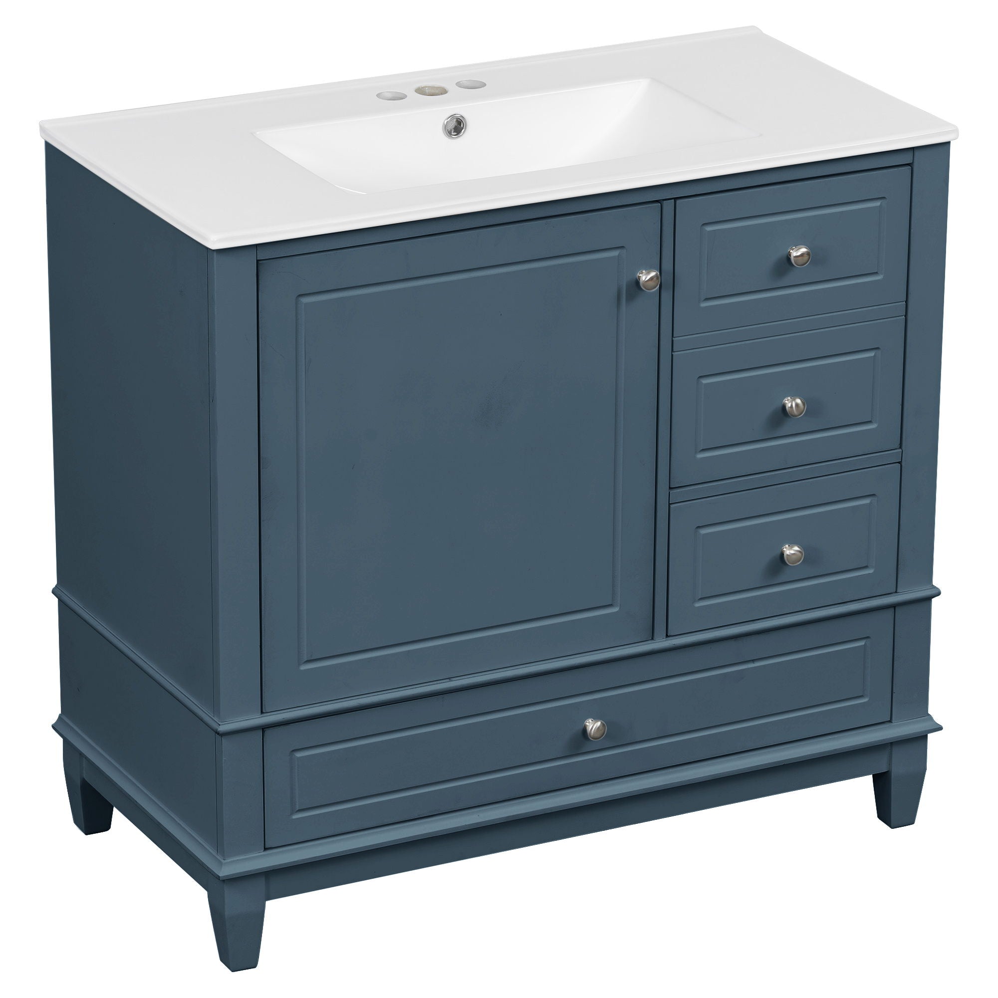 Modern Bathroom Vanity With Sink, 3 Drawers & Cabinet