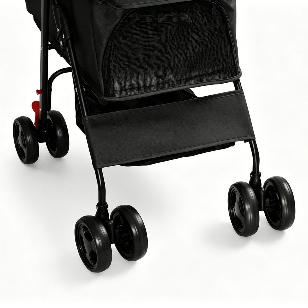 Foldable Pet Stroller For Small Dogs And Cats With Multi Functional Tray