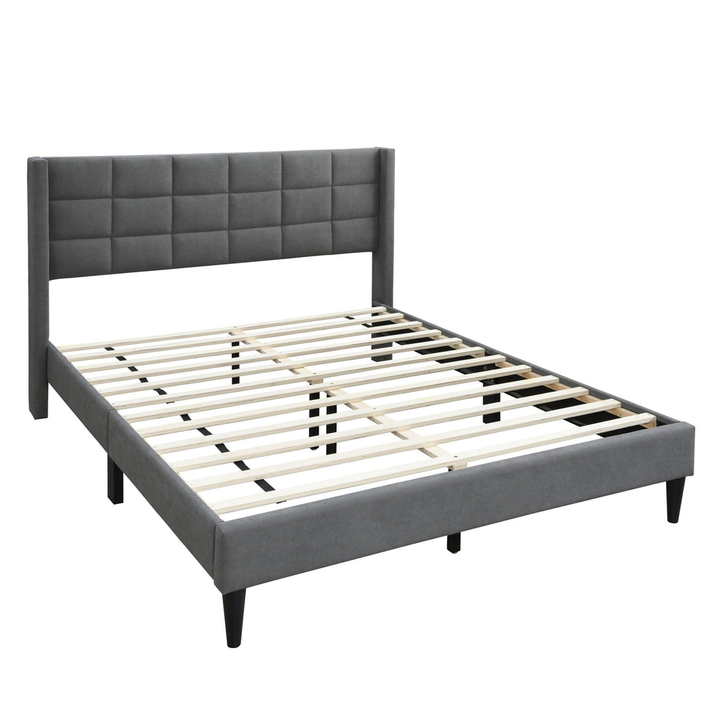 Full Size Bed Upholstered Box Headboard - Gray