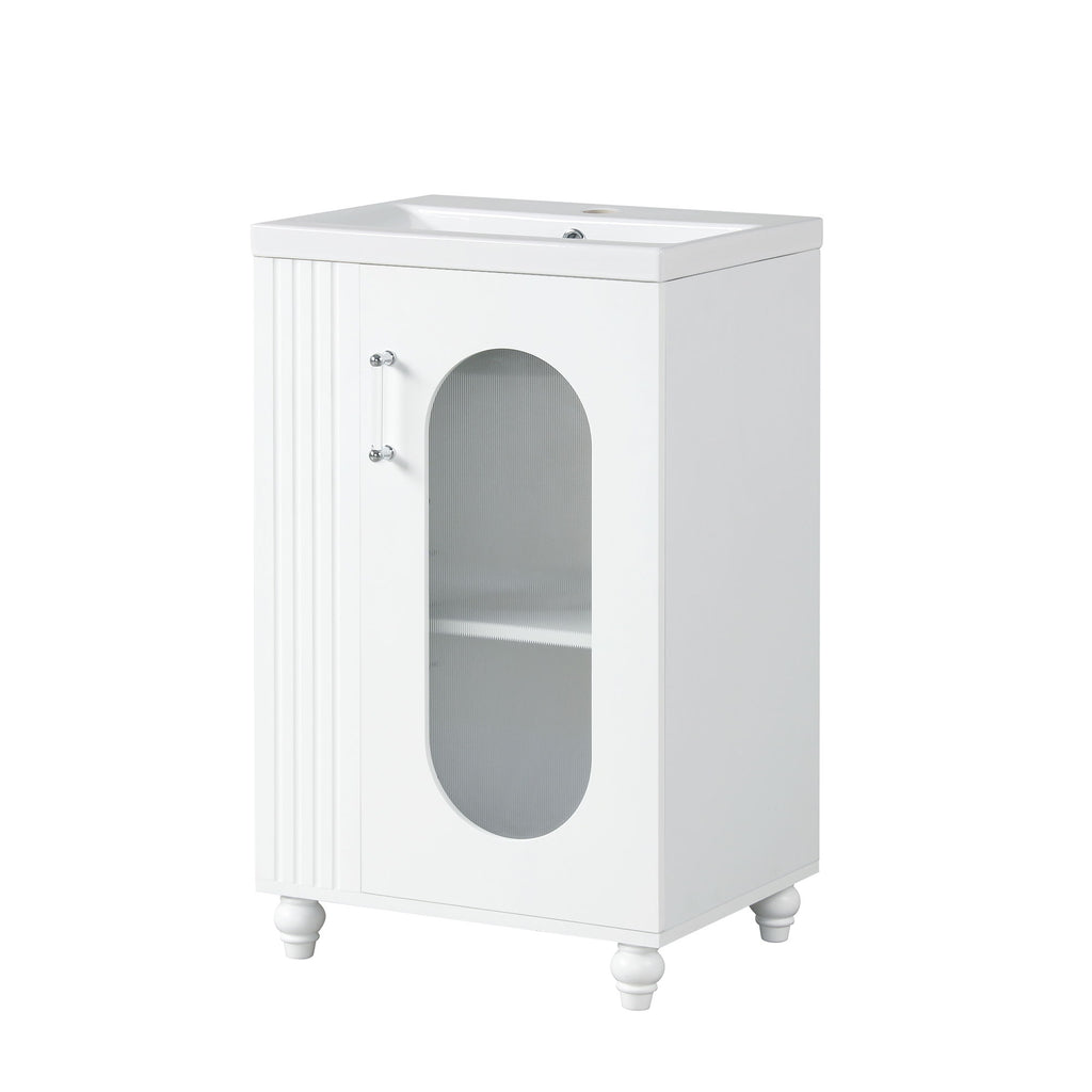Modern Bathroom Vanity With Sink, Adjustable 2 Tier Shelf
